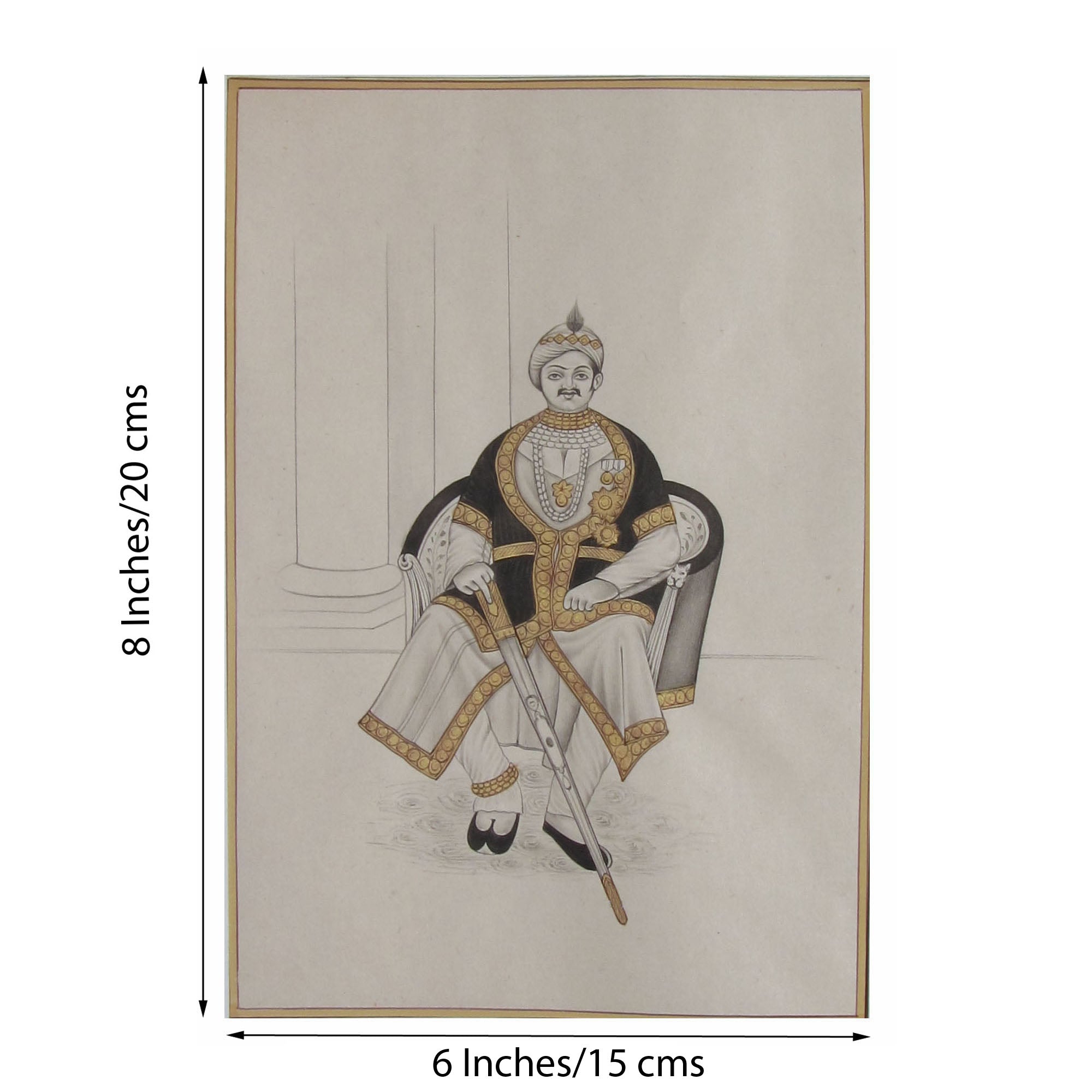 Nawab on Royal Throne Original Art Paper Painting 1