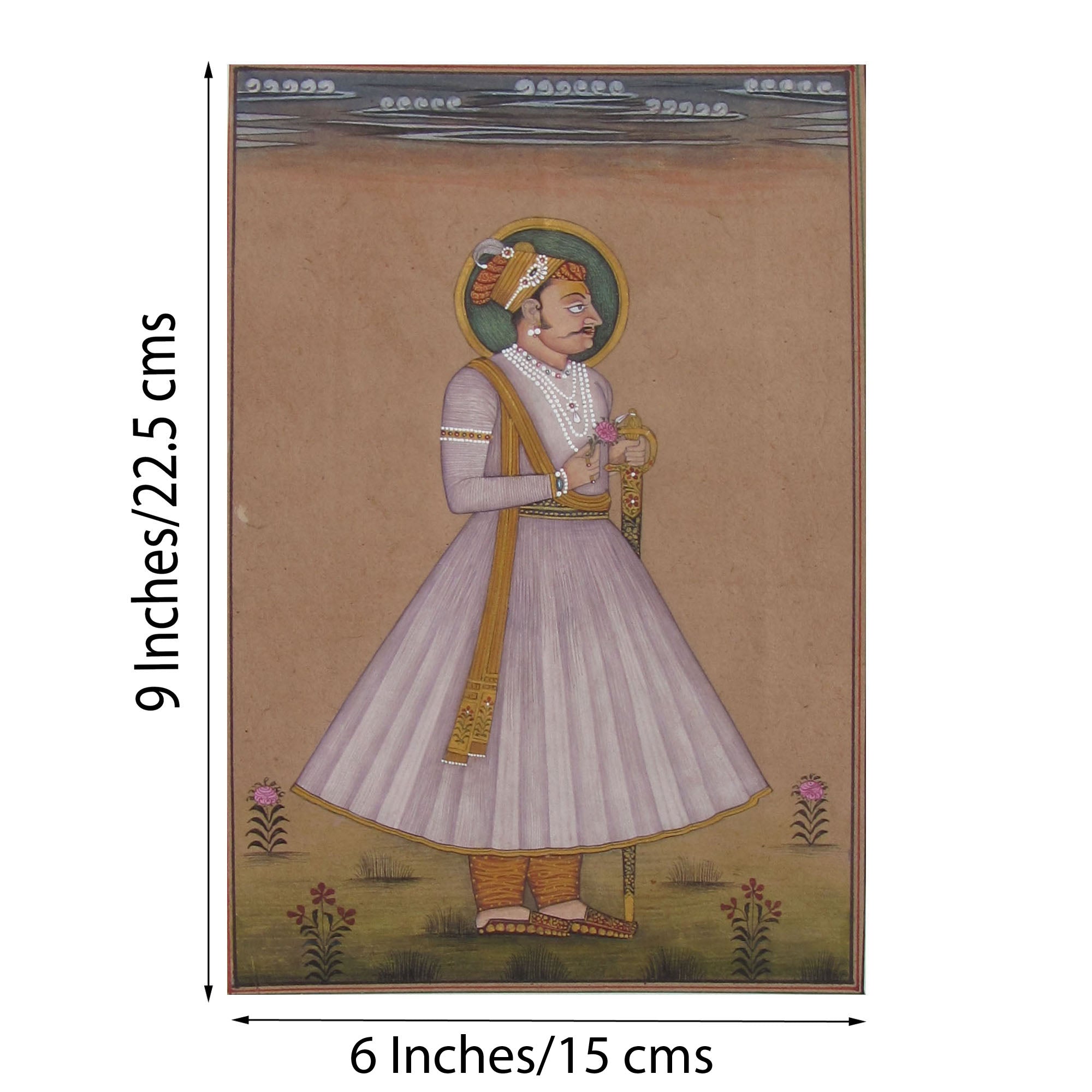 Portrait of Mughal Prince Original Art Paper Painting 1