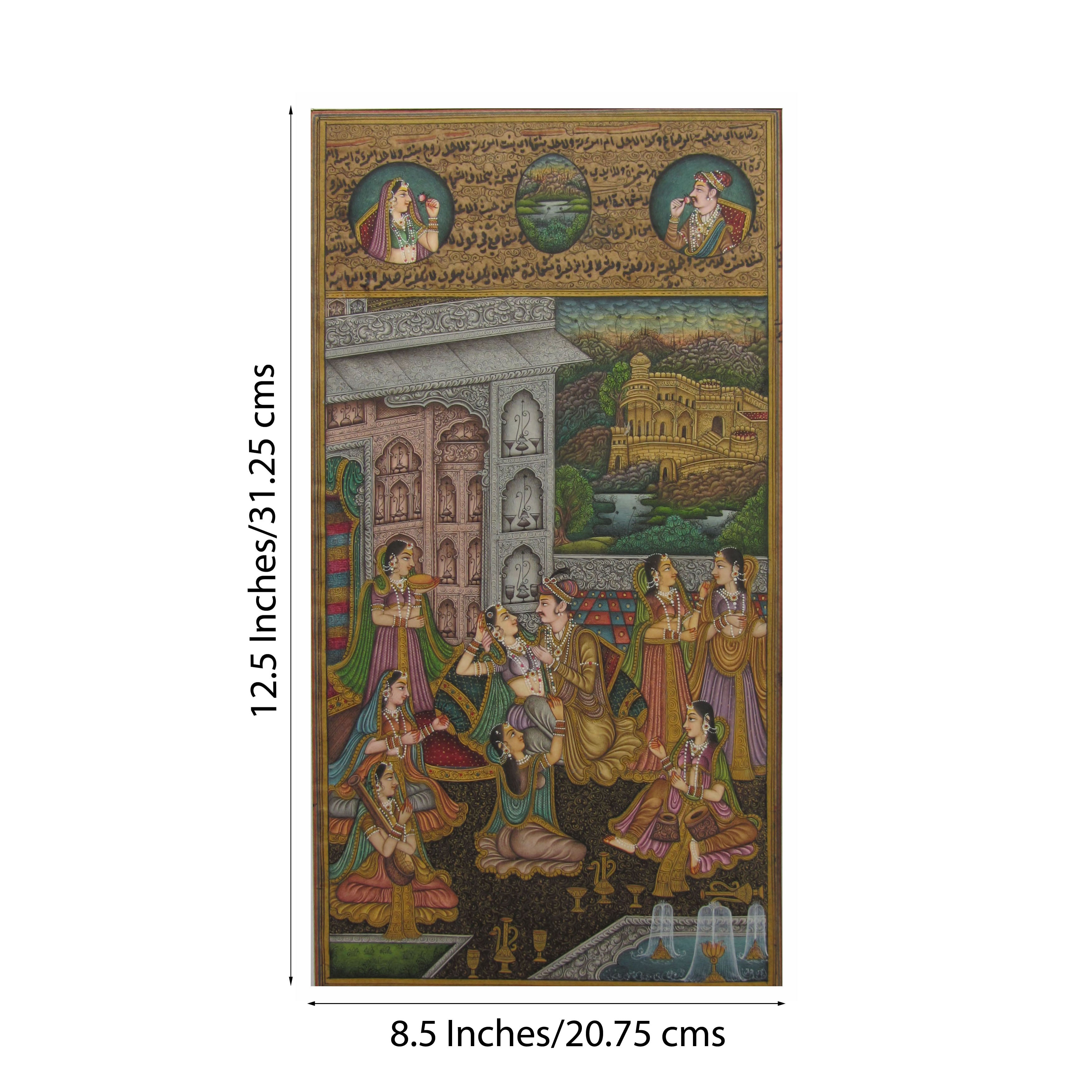 Dignified Mughal Love Scene Original Art Paper Painting 1