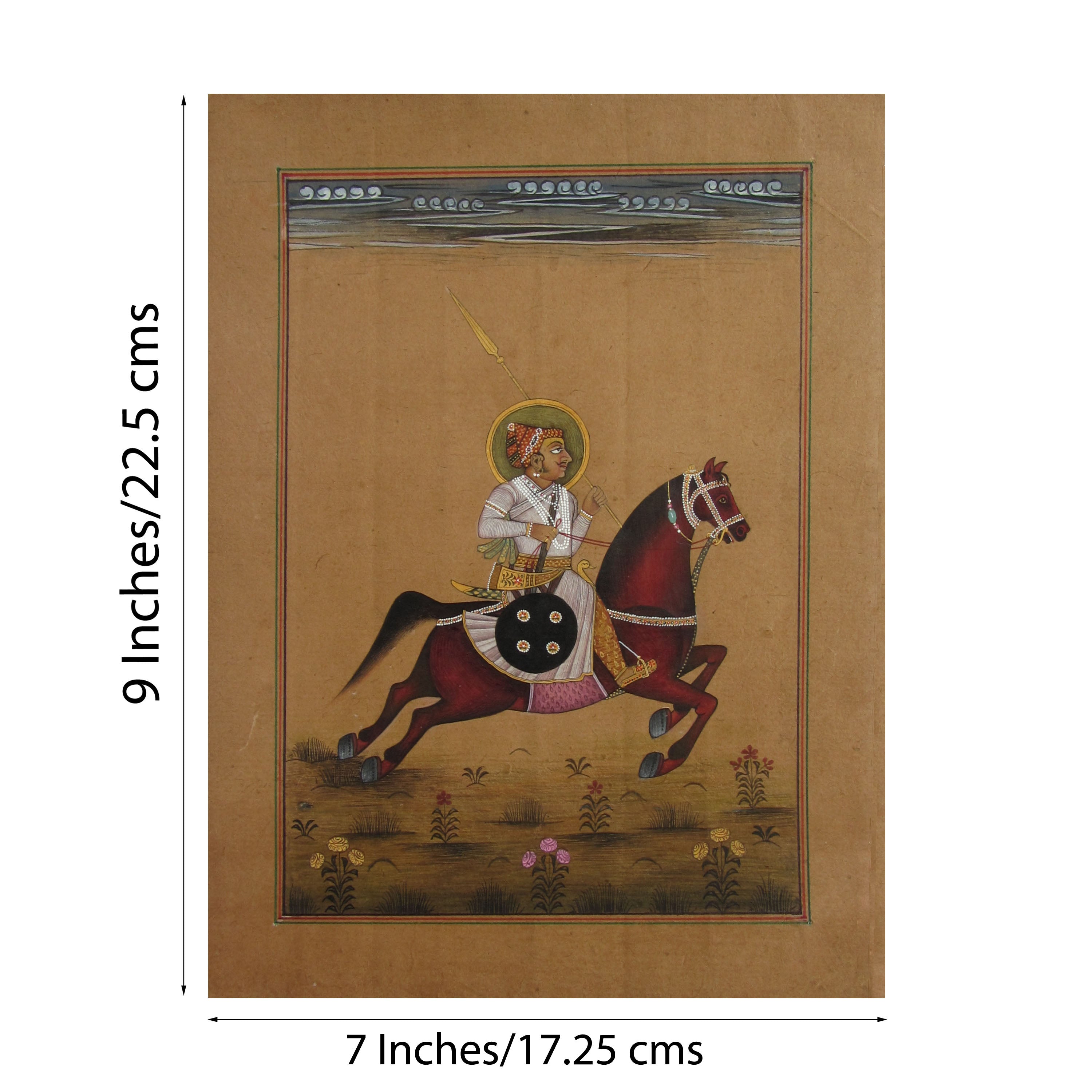 Mughal Emperor on Horse Original Art Paper Painting 1