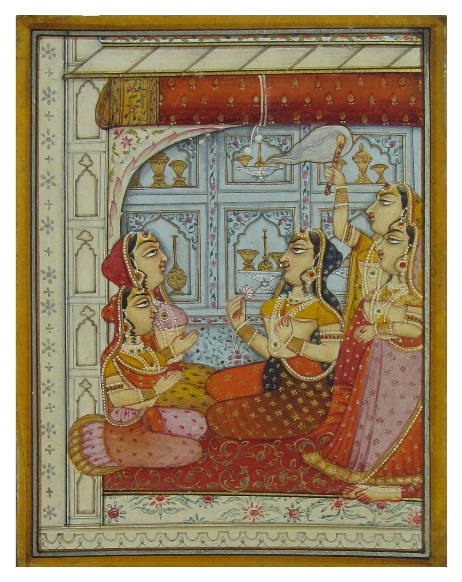 Mughal Princess at Palace Original Art Paper Painting