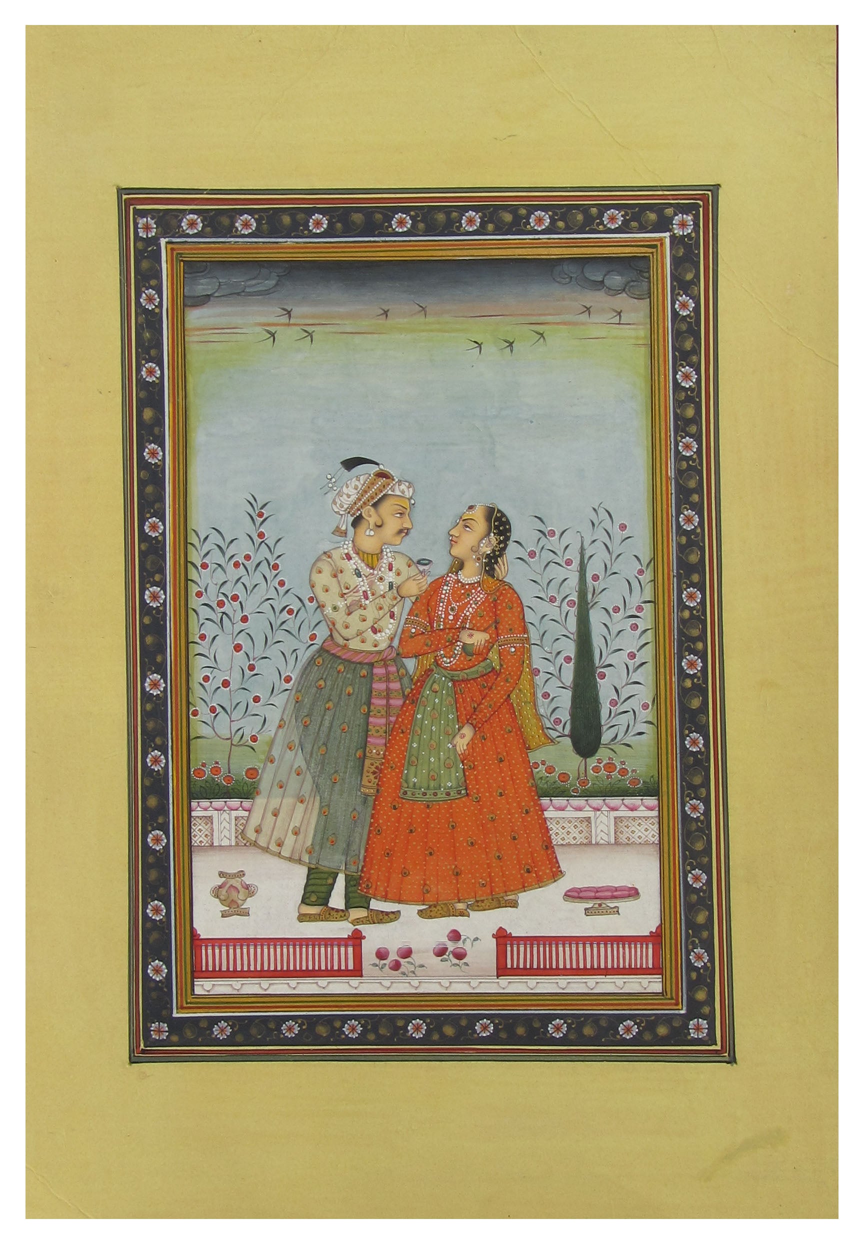 Romantic Mughal Pair Original Art Paper Painting