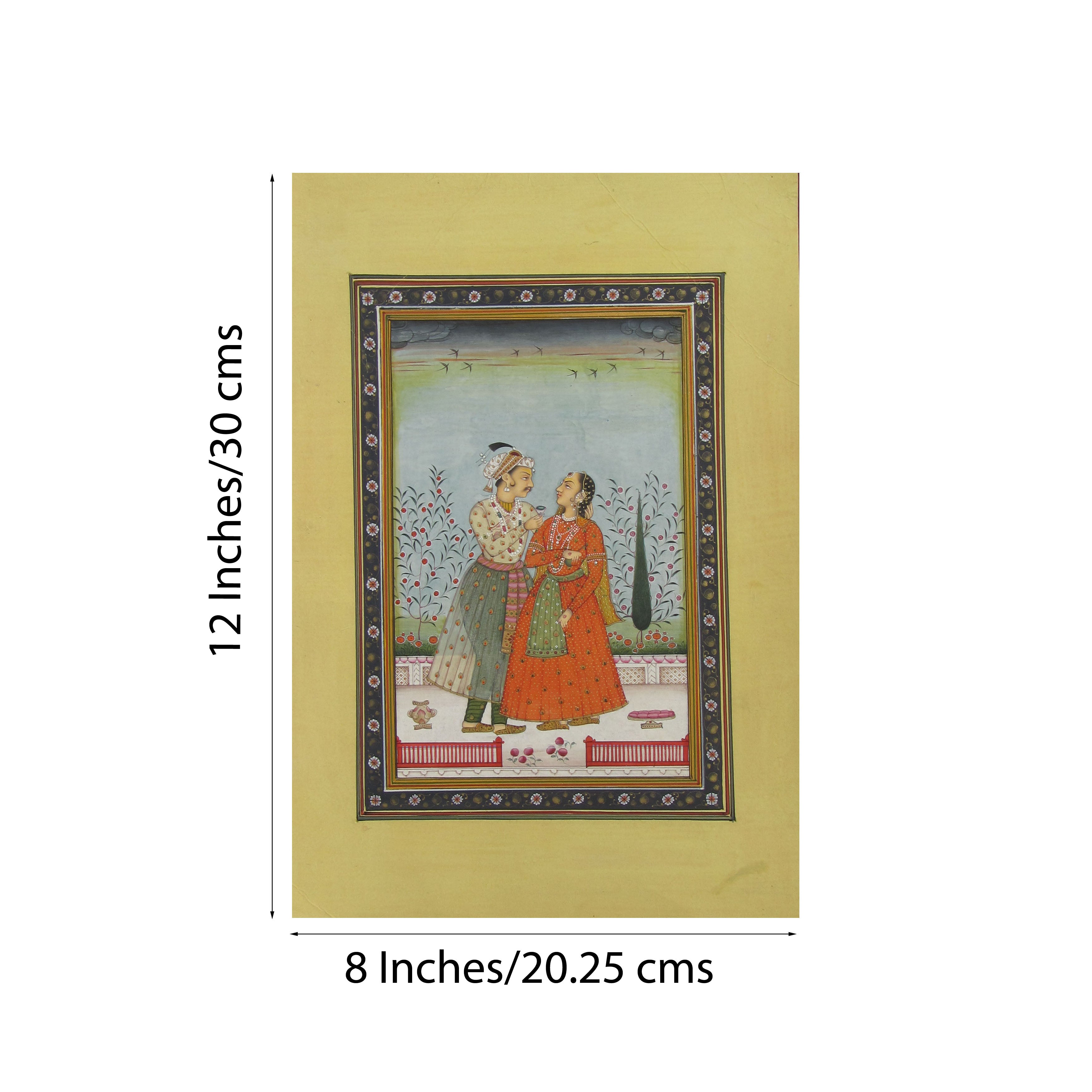 Romantic Mughal Pair Original Art Paper Painting 1