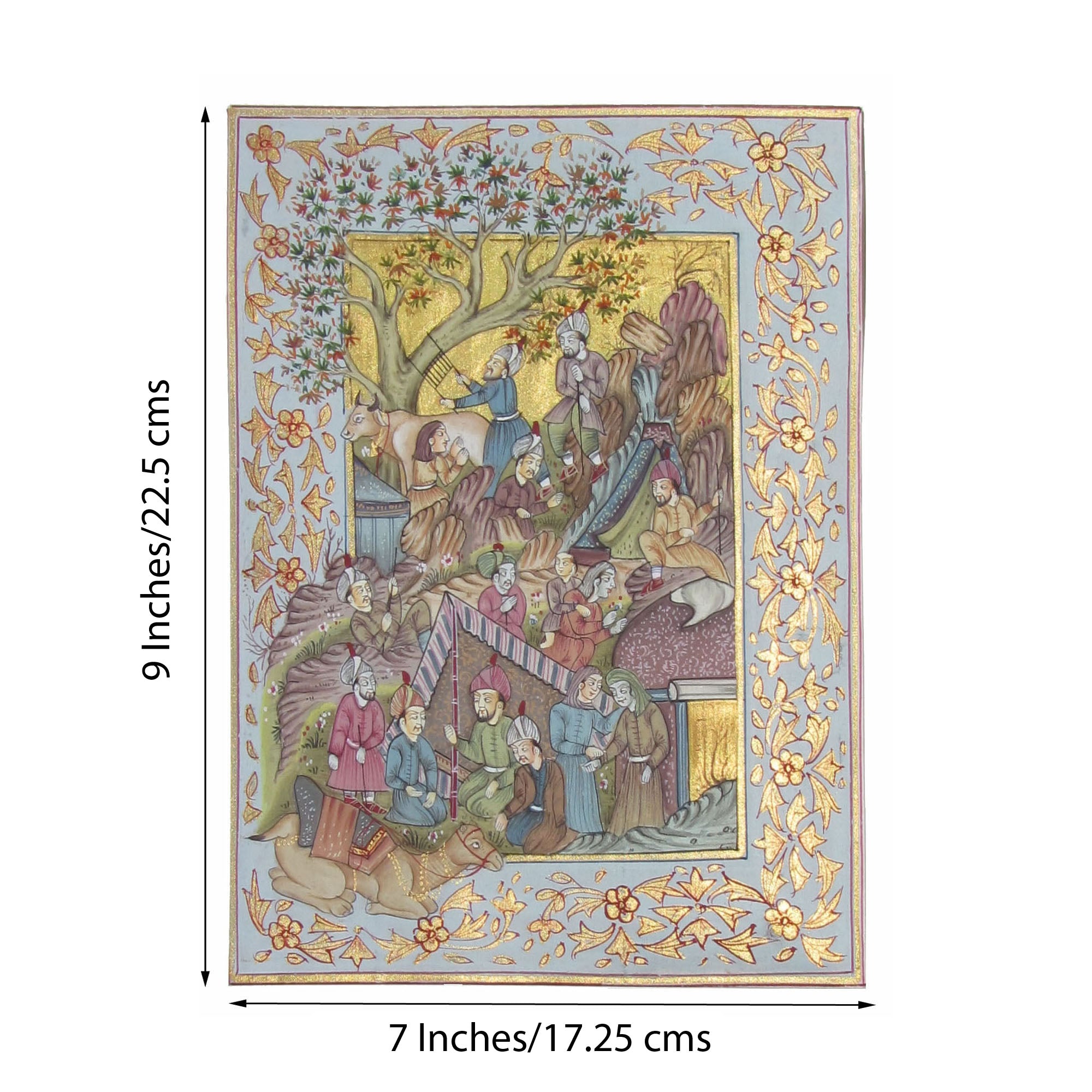 Scene of Mughal Court(Brown) Original Art Silk Painting 1