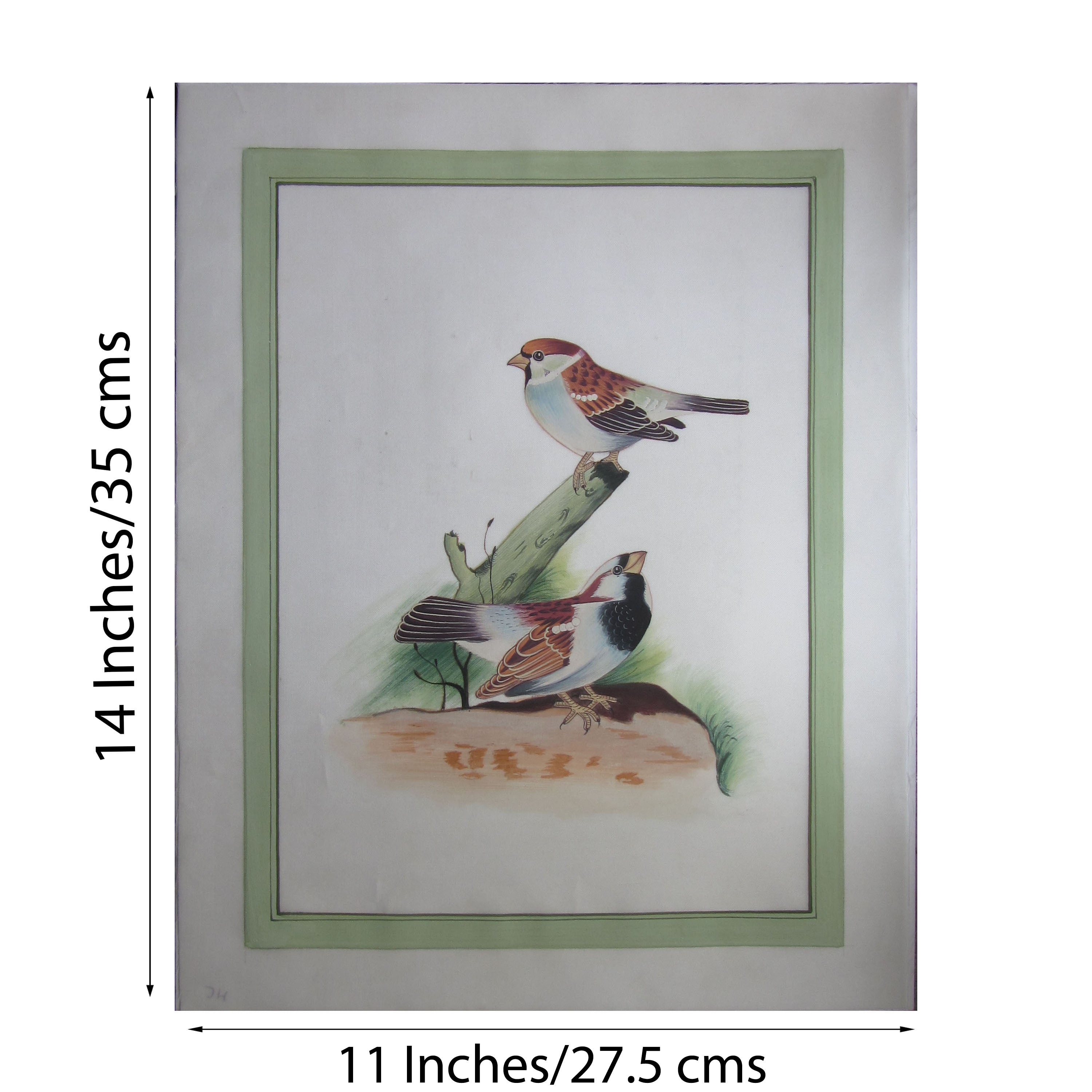 Miniature Brown Sparrows Original Art Silk Painting 1