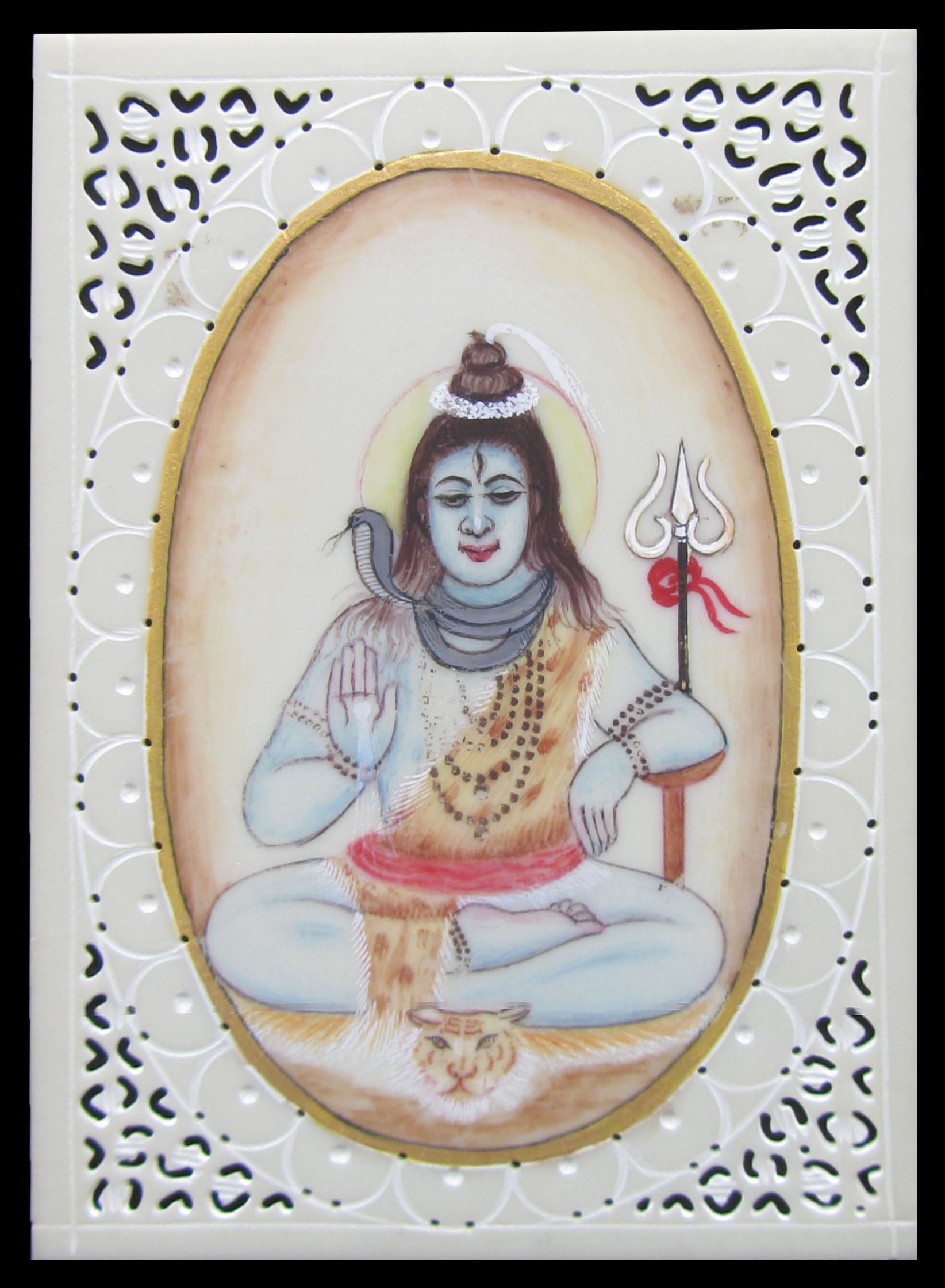 Lord Shiva Original Art Synthetic Plastic Sheet Painting