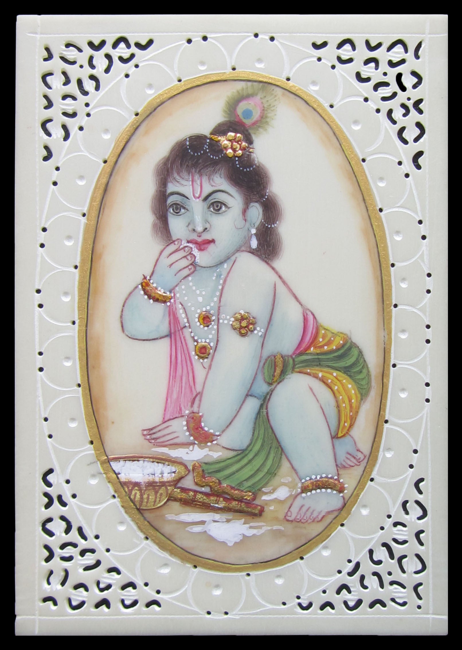 Baby Krishna Original Art Synthetic Plastic Sheet Painting