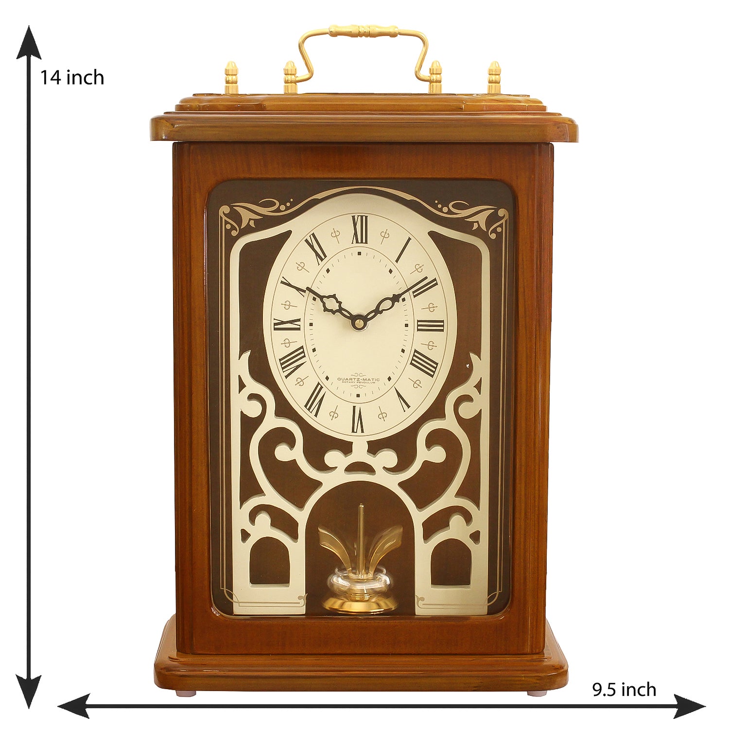 Brown Wooden Roman Numeral Premium Table Clock (14*9.5 Inches) 1