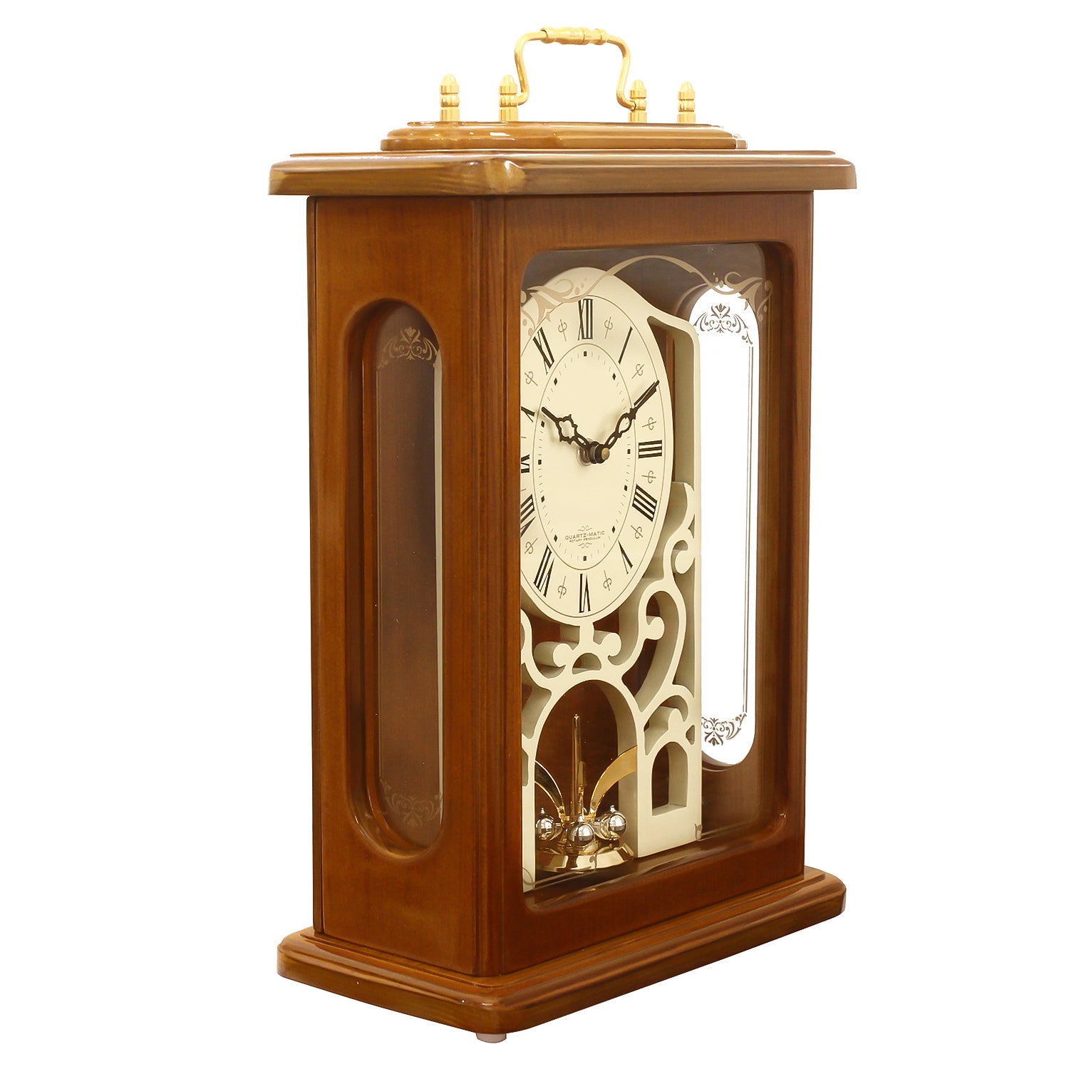 Brown Wooden Roman Numeral Premium Table Clock (14*9.5 Inches) 2
