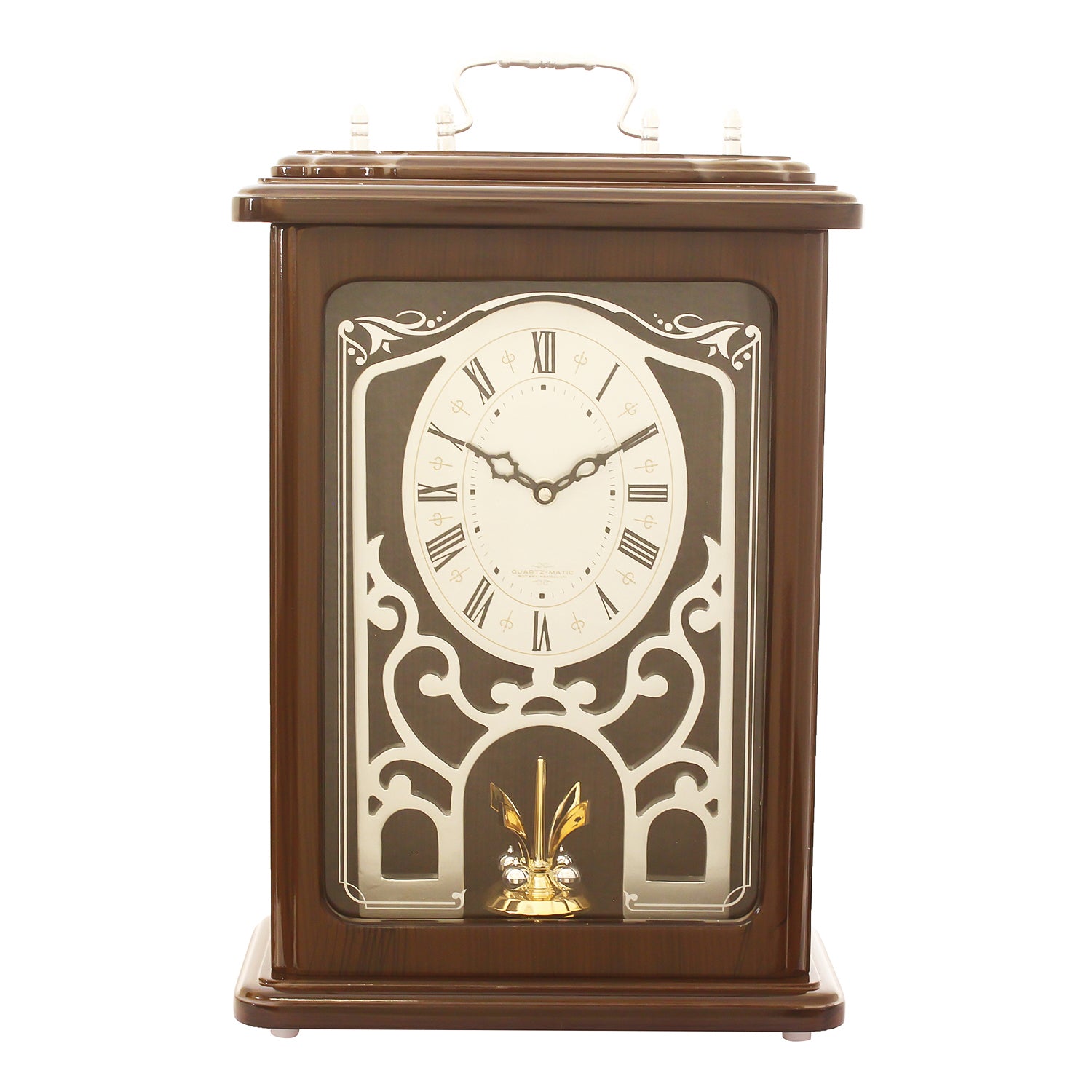Brown Wooden Roman Numeral Premium Table Clock (14*9.5 Inches)