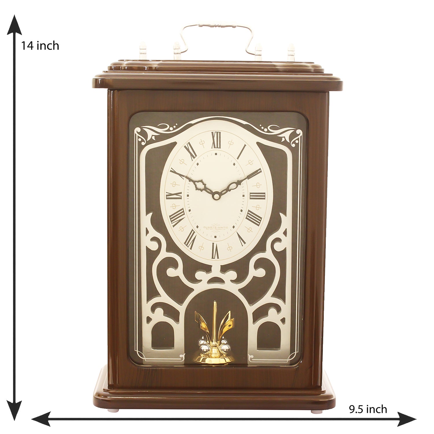 Brown Wooden Roman Numeral Premium Table Clock (14*9.5 Inches) 1