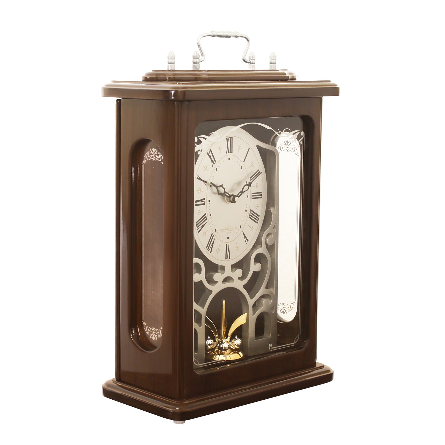 Brown Wooden Roman Numeral Premium Table Clock (14*9.5 Inches) 2