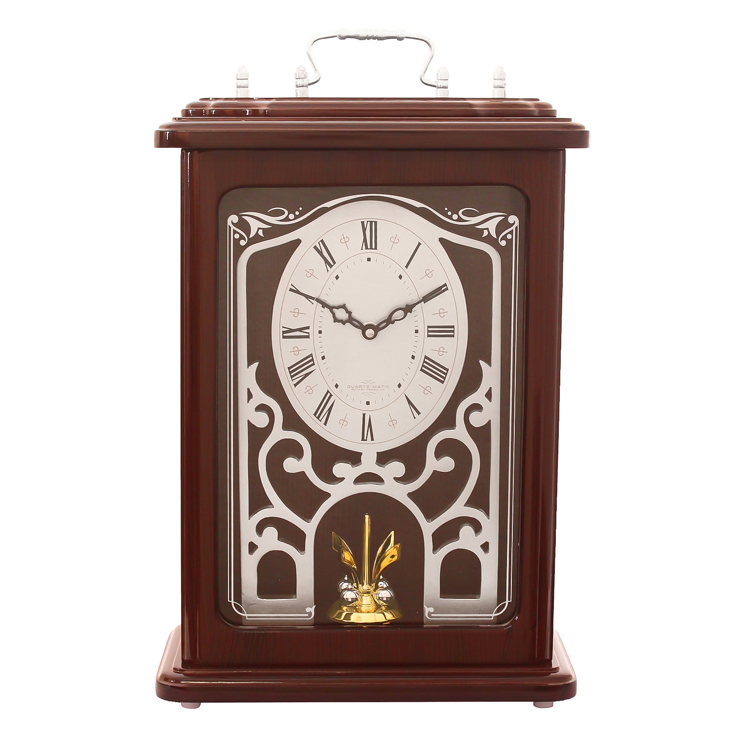 Brown Wooden Roman Numeral Premium Table Clock (14*9.5 Inches)