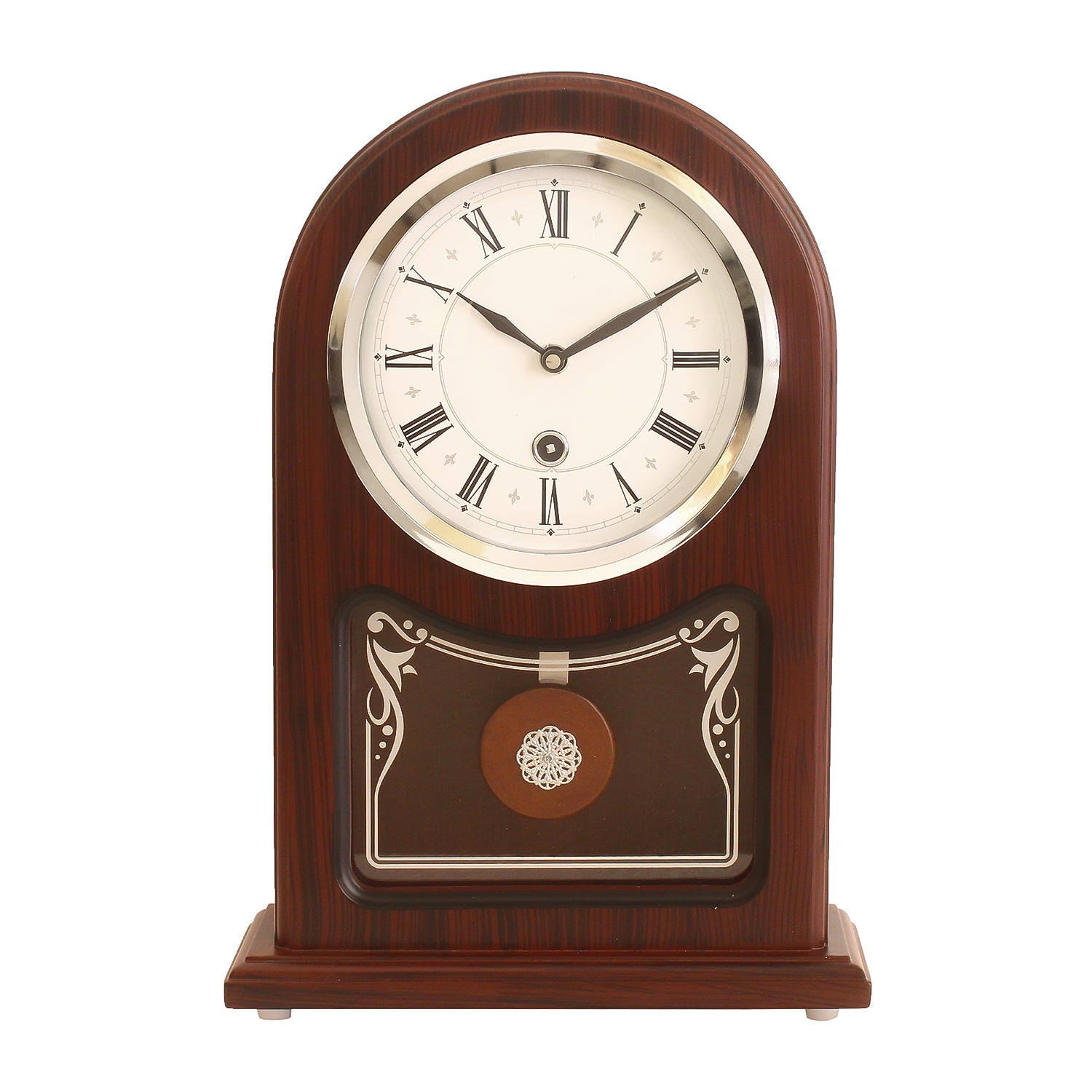 Brown Wooden Roman Numeral Premium Table Clock (13*9 Inches)