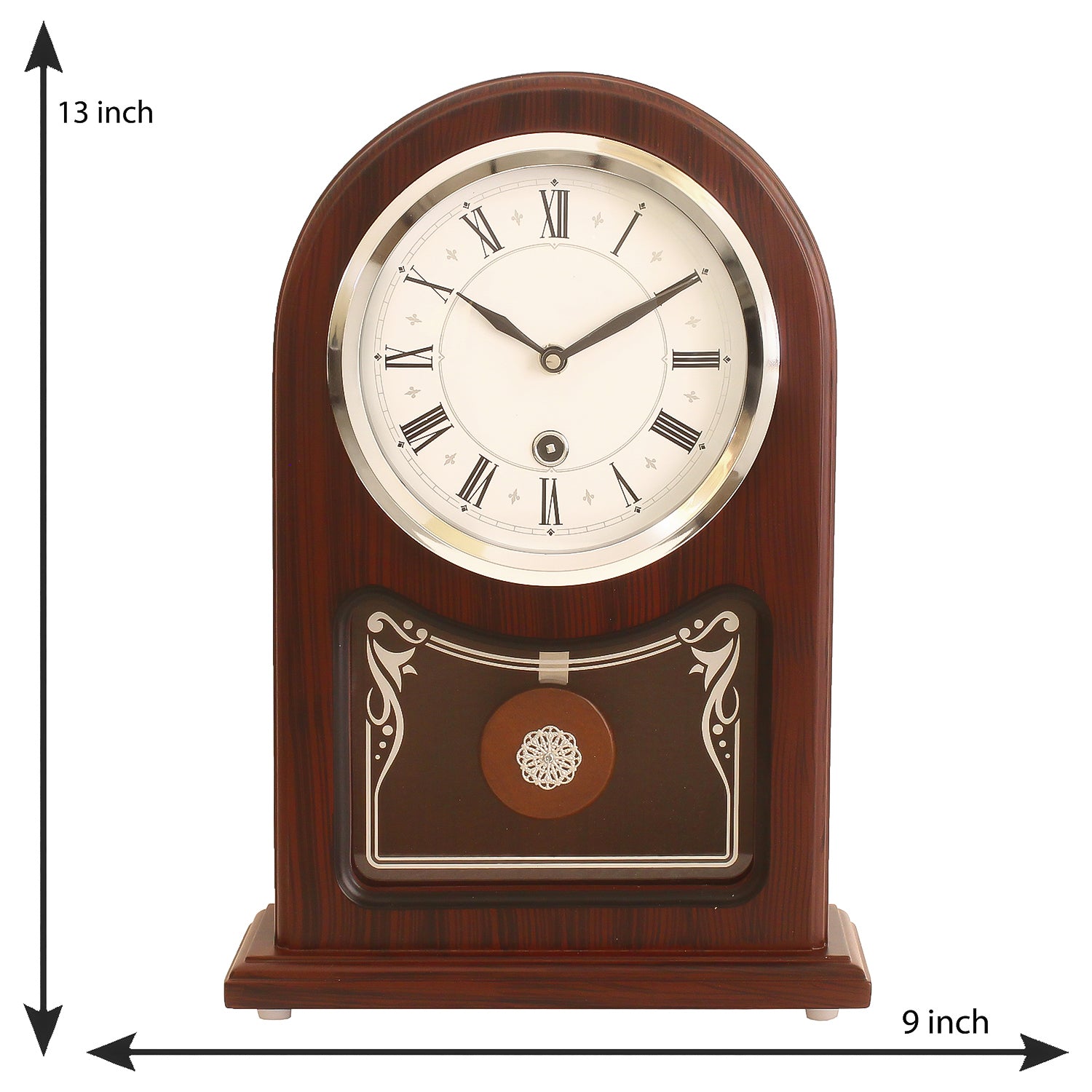 Brown Wooden Roman Numeral Premium Table Clock (13*9 Inches) 1
