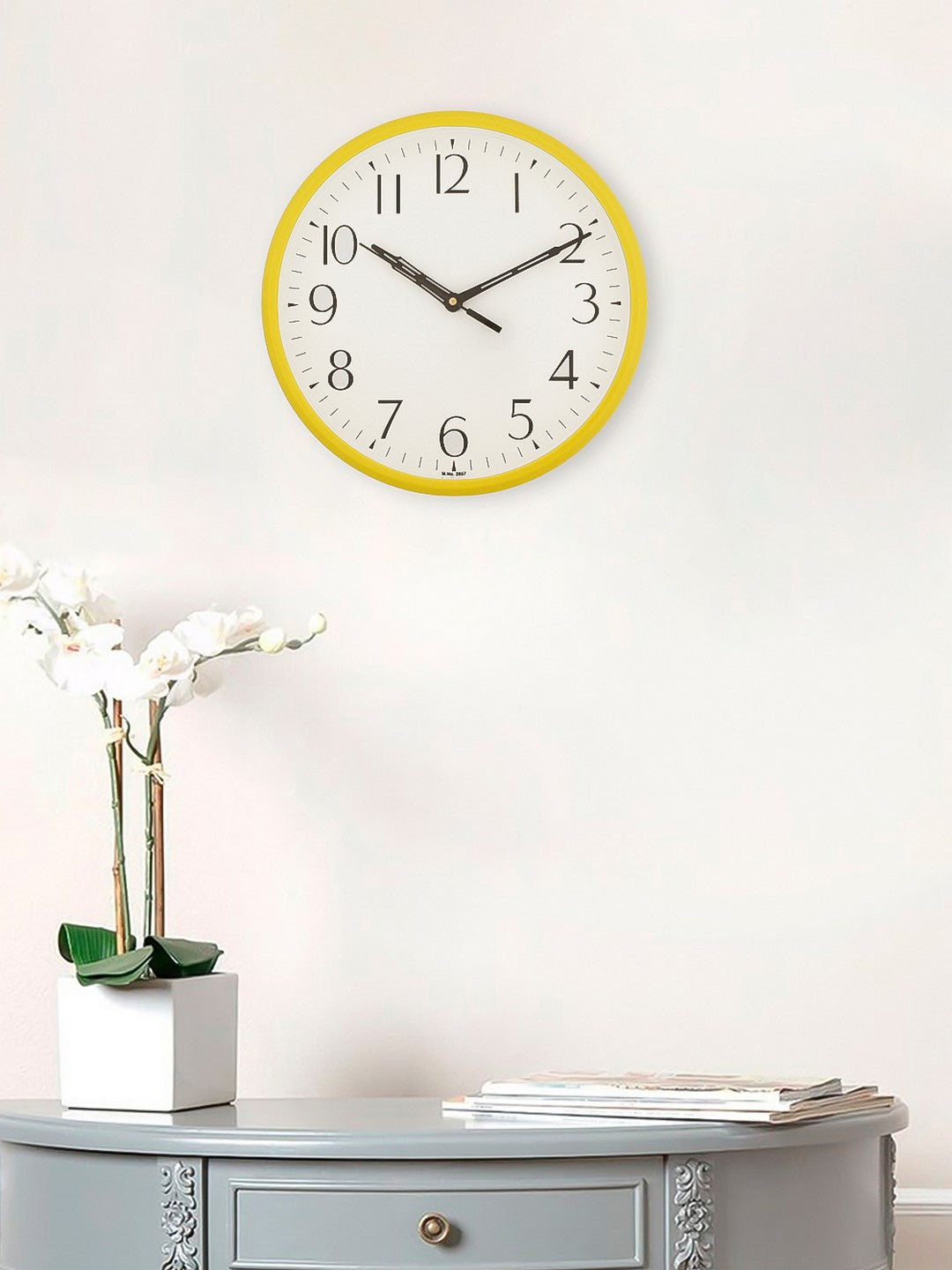 Round Yellow Plastic Wall Clock (25Cm x 25Cm) 2