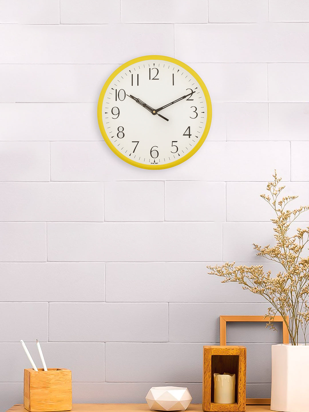 Round Yellow Plastic Wall Clock (25Cm x 25Cm) 1