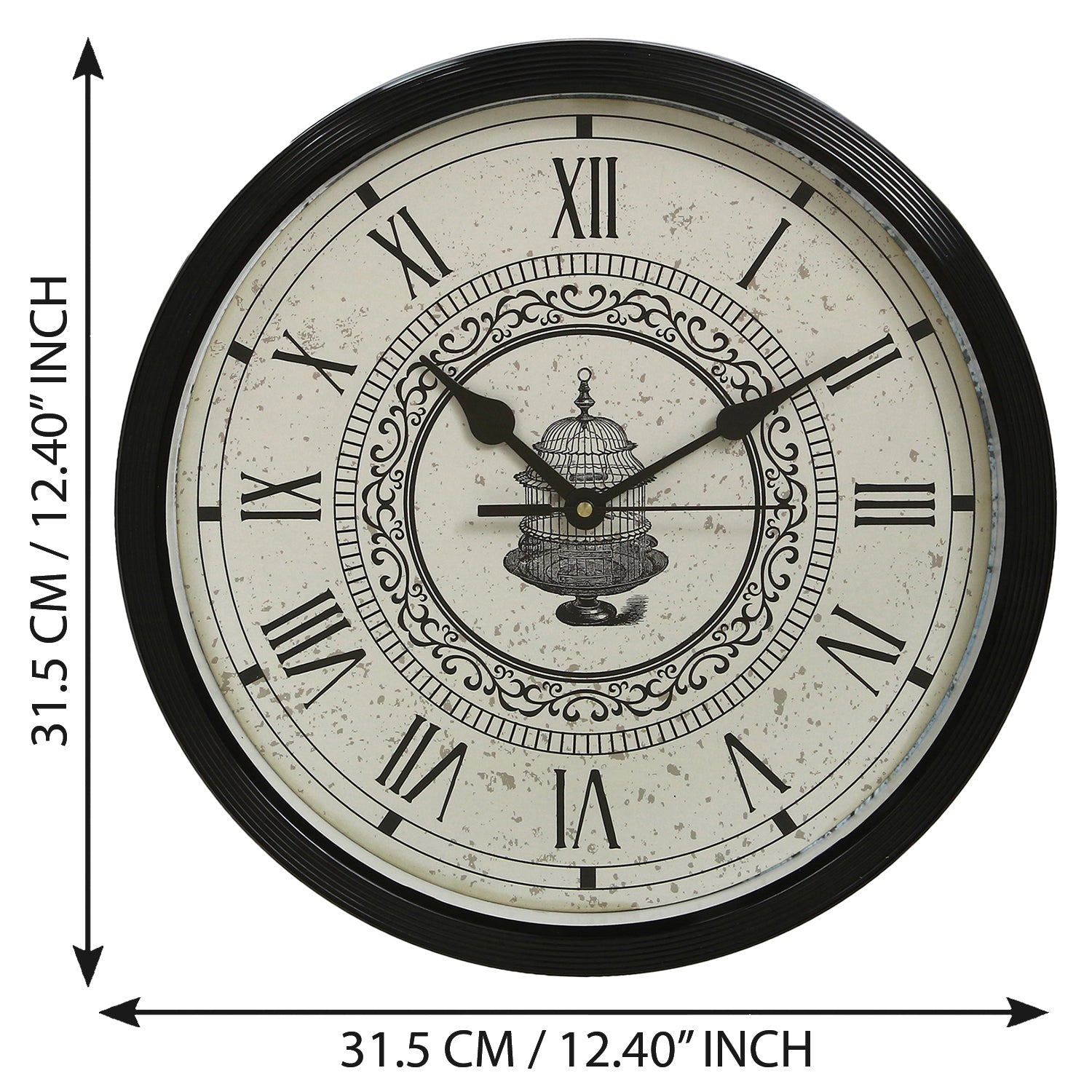 Black Plastic Round Analog Roman Numeral Designer wall clock 3
