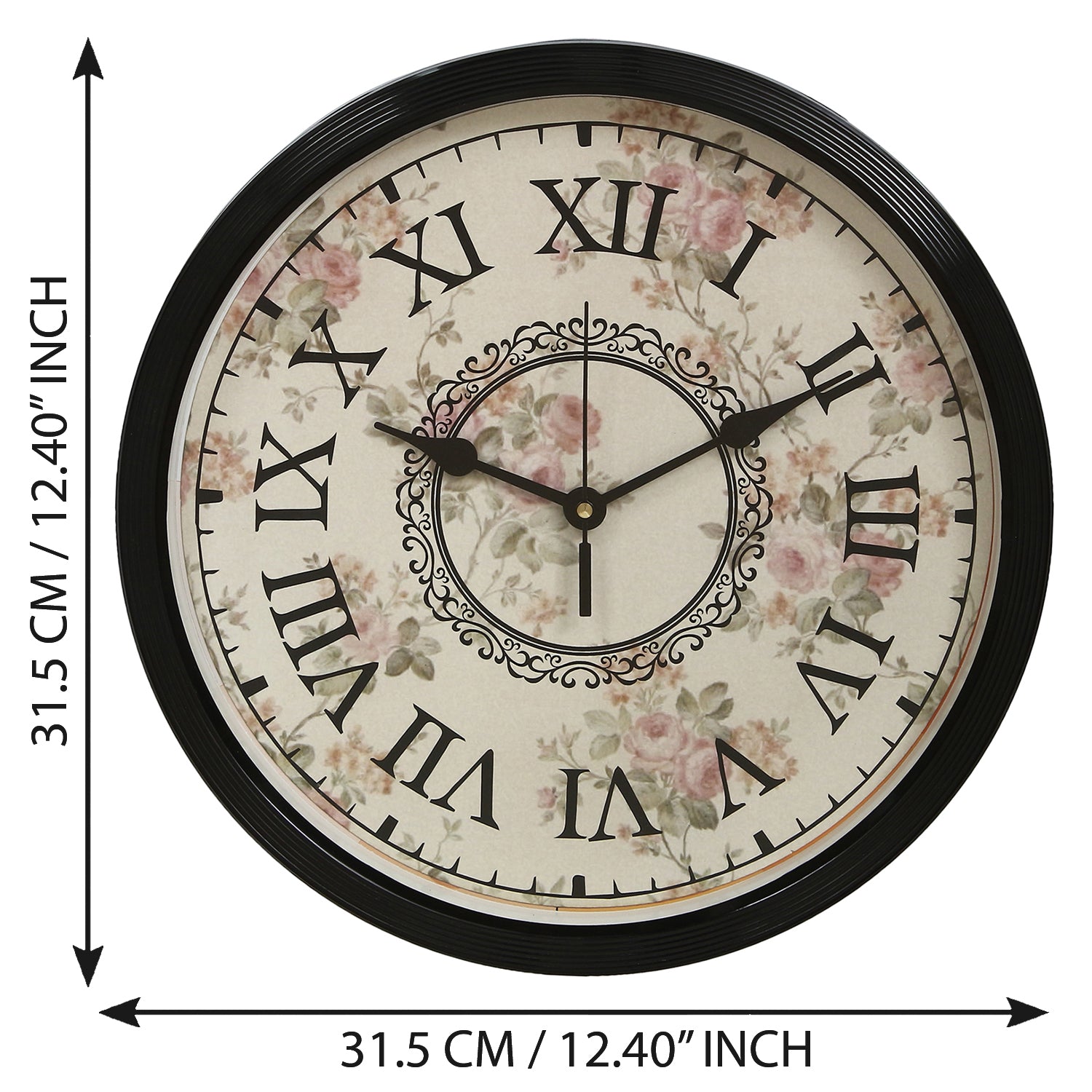Black Plastic Round Shape Analog Designer Roman Numeral Wall Clock 3