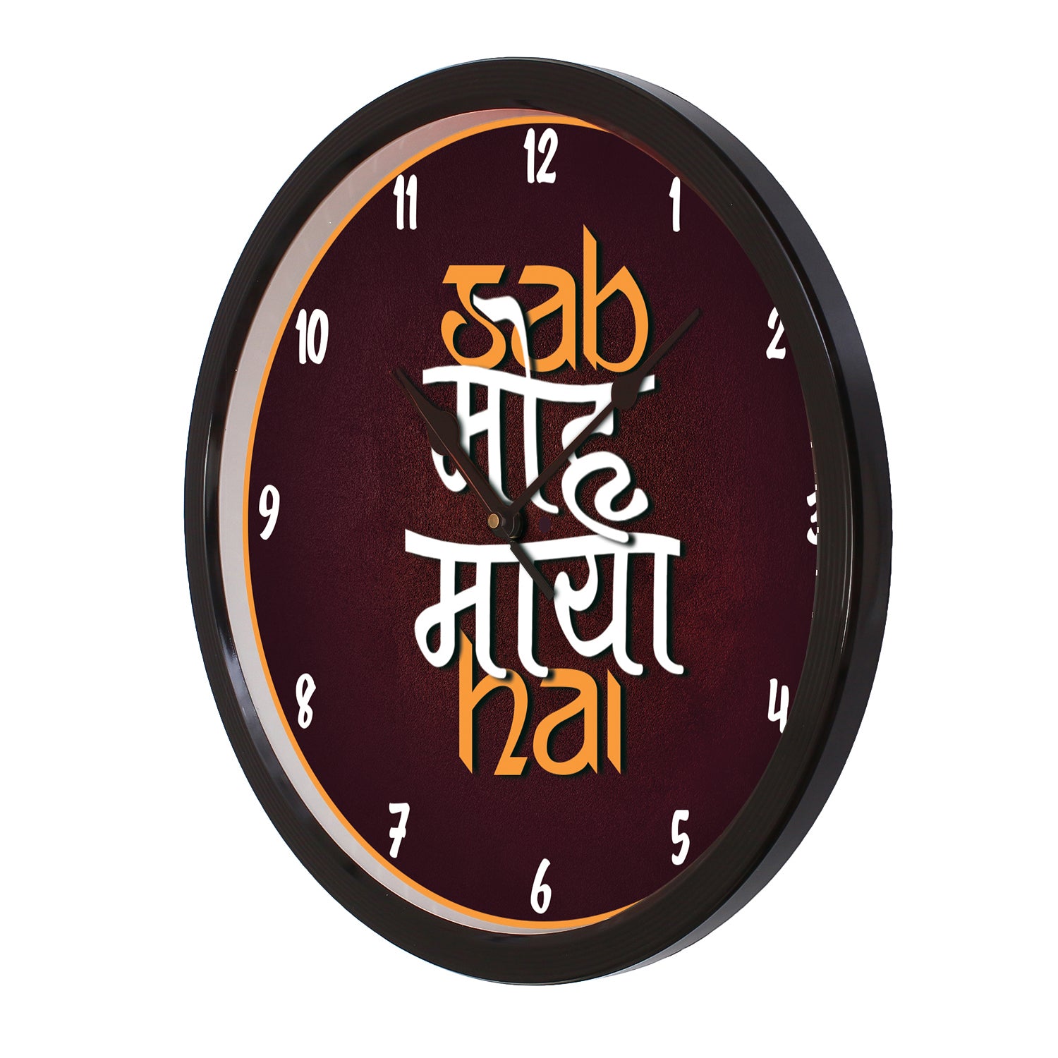 "Sab Moh Maaya Hai" Designer Round Analog Black Wall Clock 4