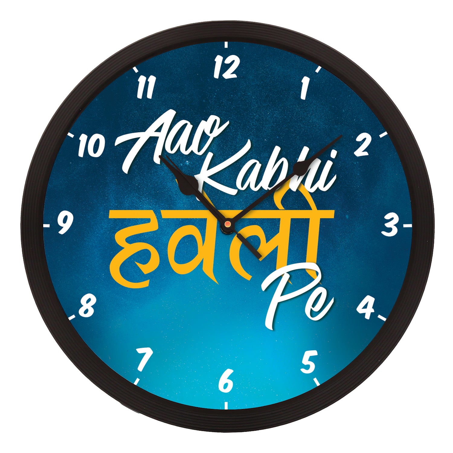"Aao Kabhi Haveli Pe" Designer Round Analog Black Wall Clock