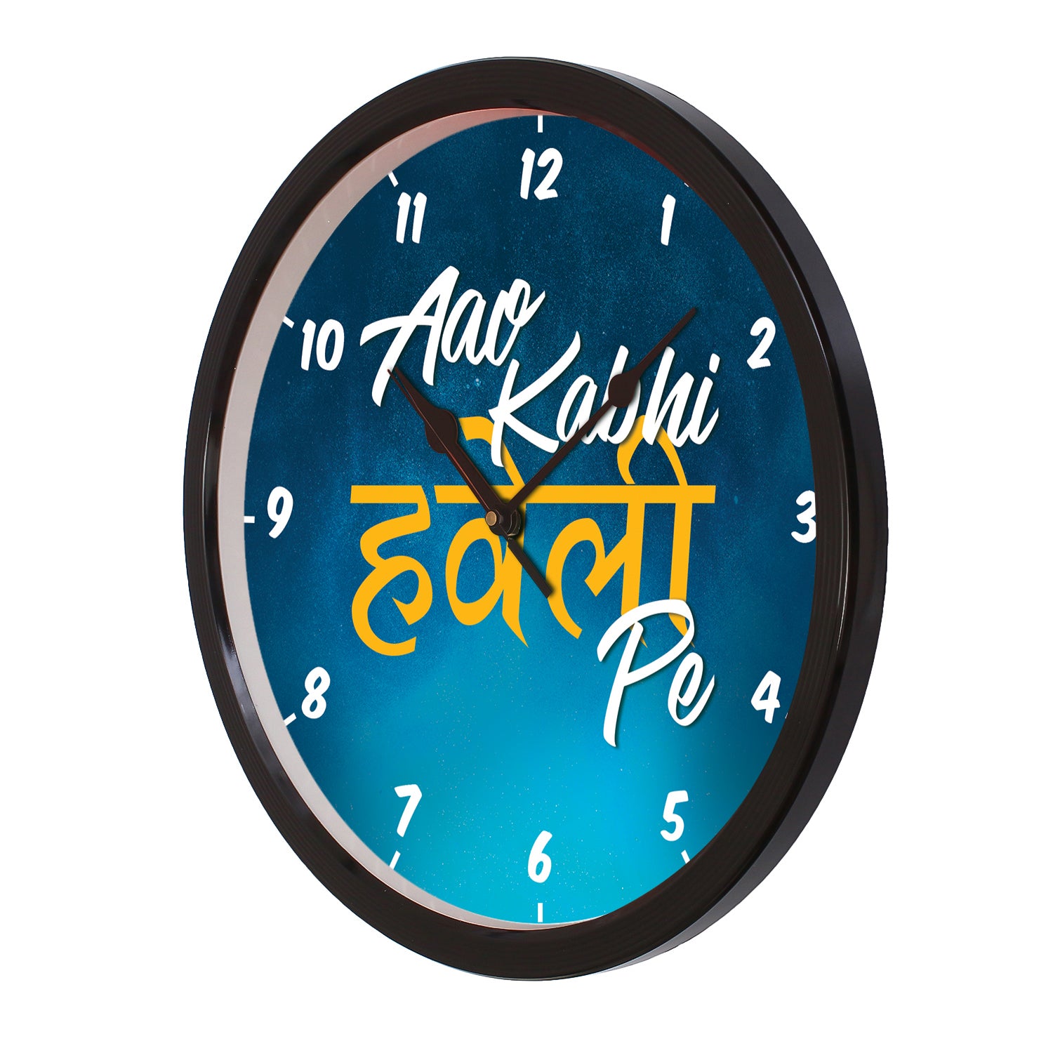 "Aao Kabhi Haveli Pe" Designer Round Analog Black Wall Clock 4