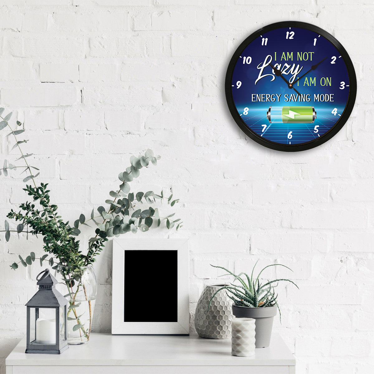 "I Am Not Lazy..." Designer Round Analog Black Wall Clock 2