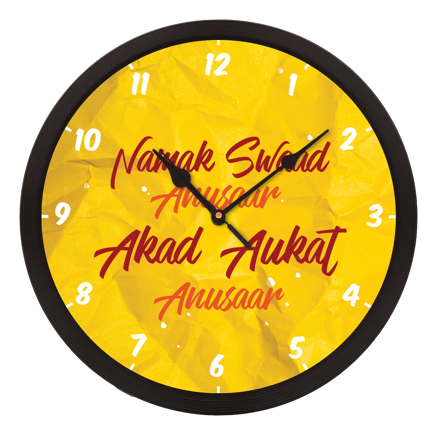 "Namak Swaad Anusar..." Designer Round Analog Black Wall Clock