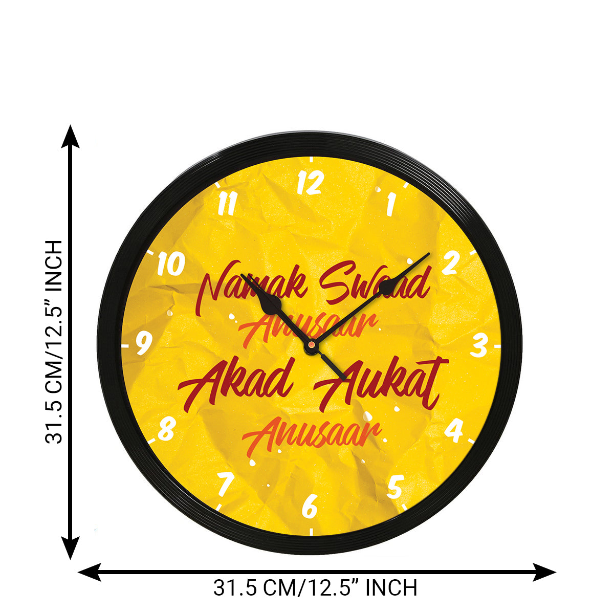 "Namak Swaad Anusar..." Designer Round Analog Black Wall Clock 3
