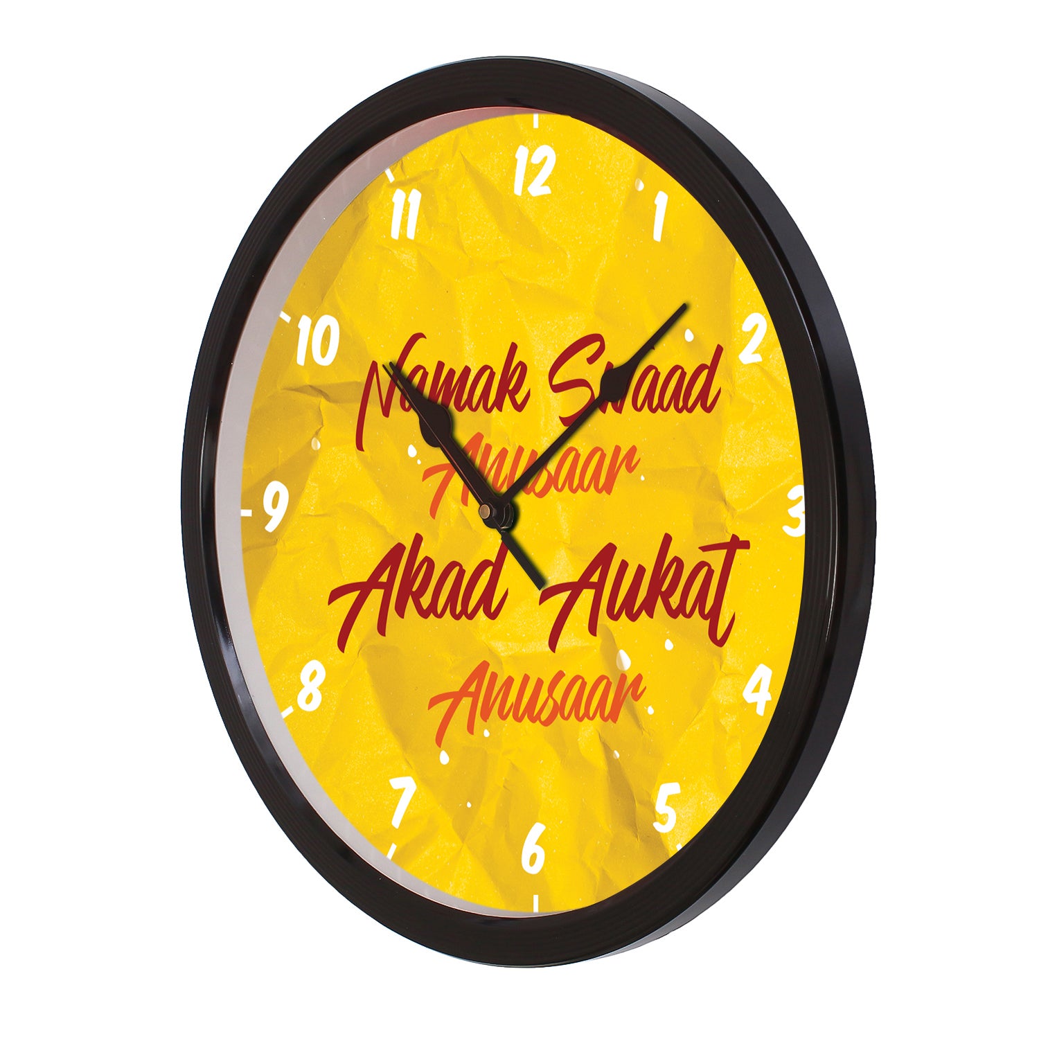 "Namak Swaad Anusar..." Designer Round Analog Black Wall Clock 4