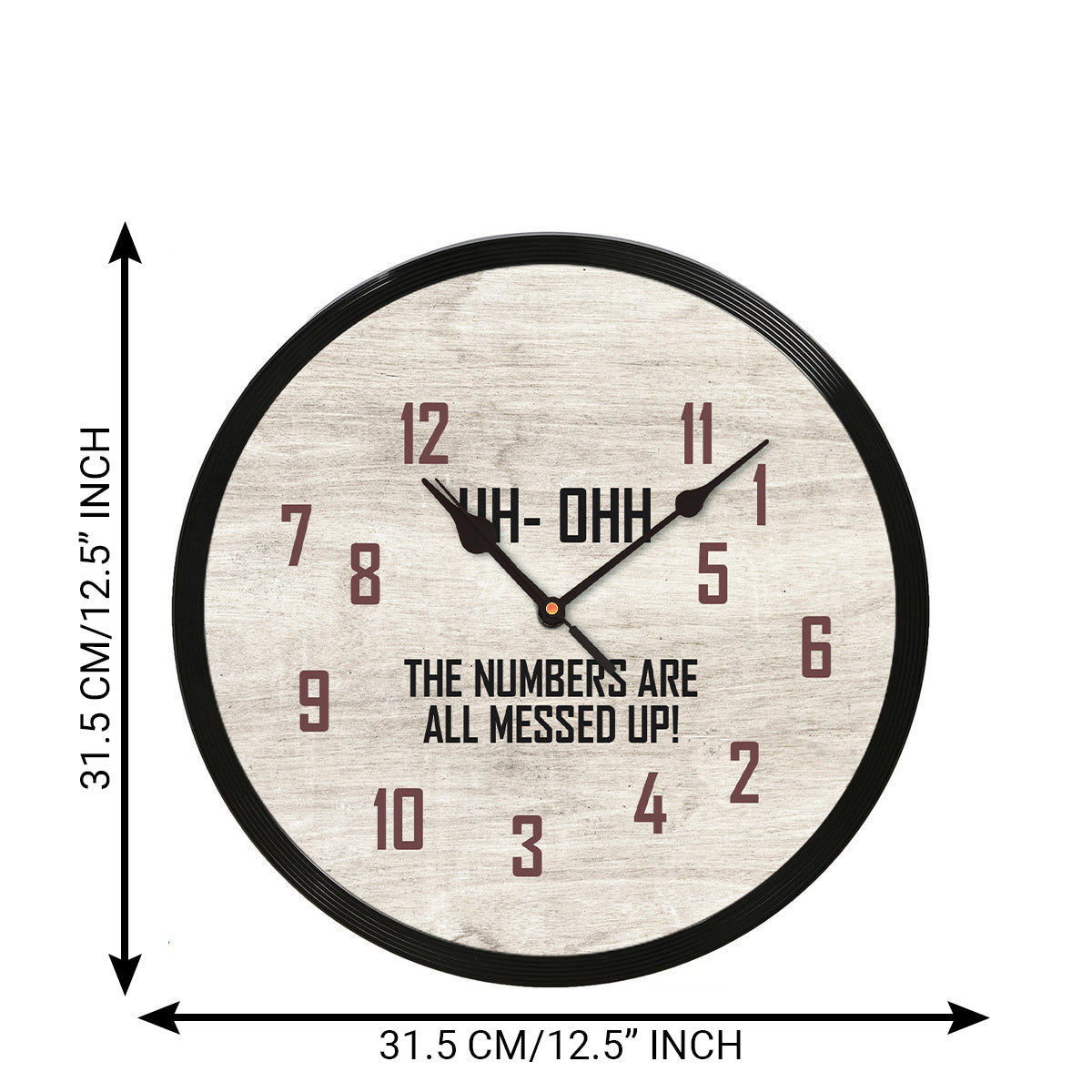 "The Numbers Are Messed Up" Designer Round Analog Black Wall Clock 3