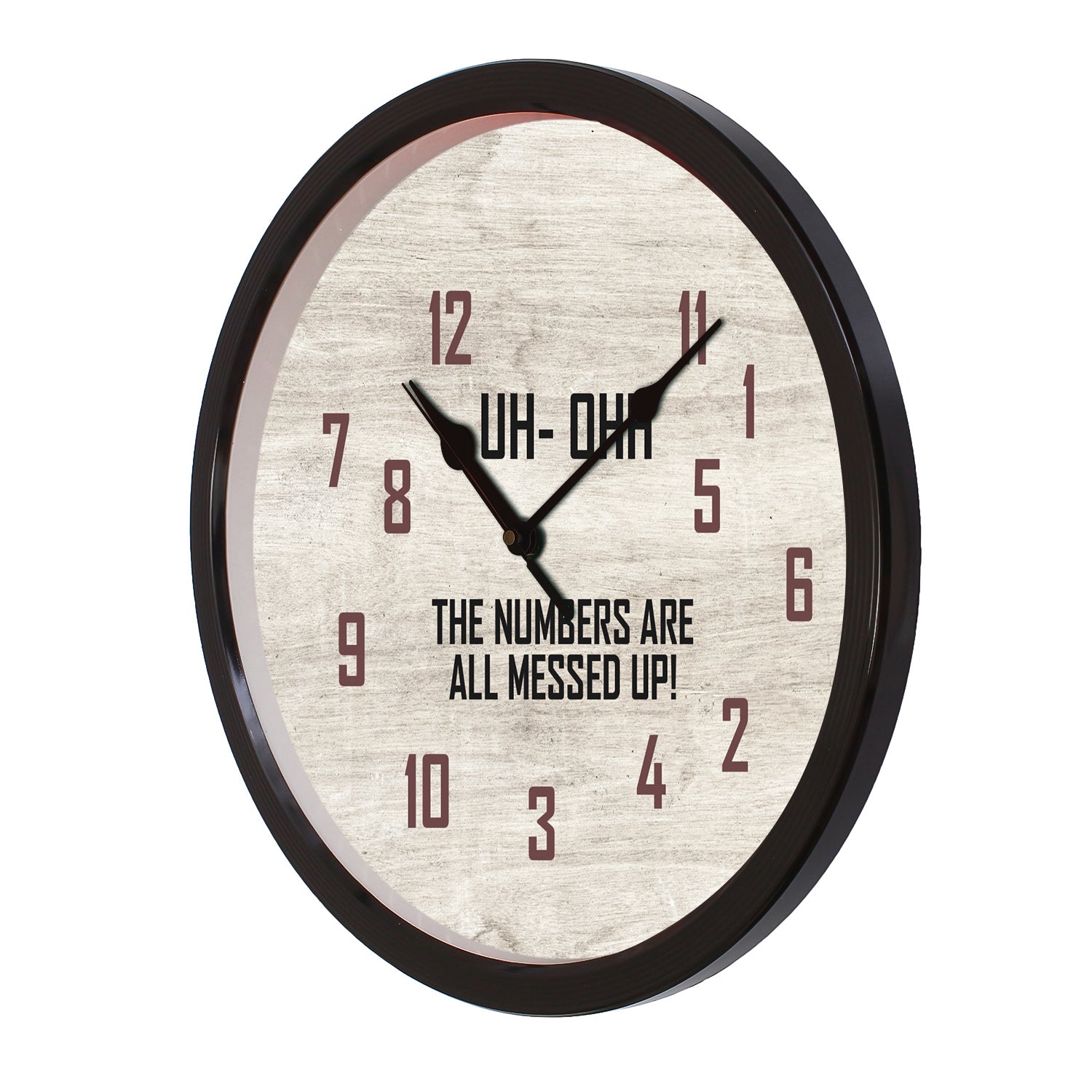"The Numbers Are Messed Up" Designer Round Analog Black Wall Clock 4