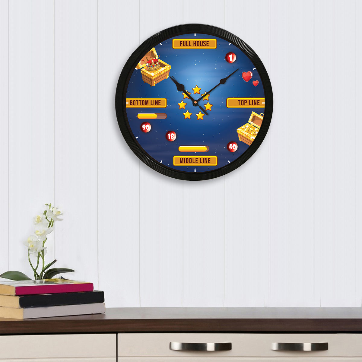 "Graphical Game" Designer Round Analog Black Wall Clock 1