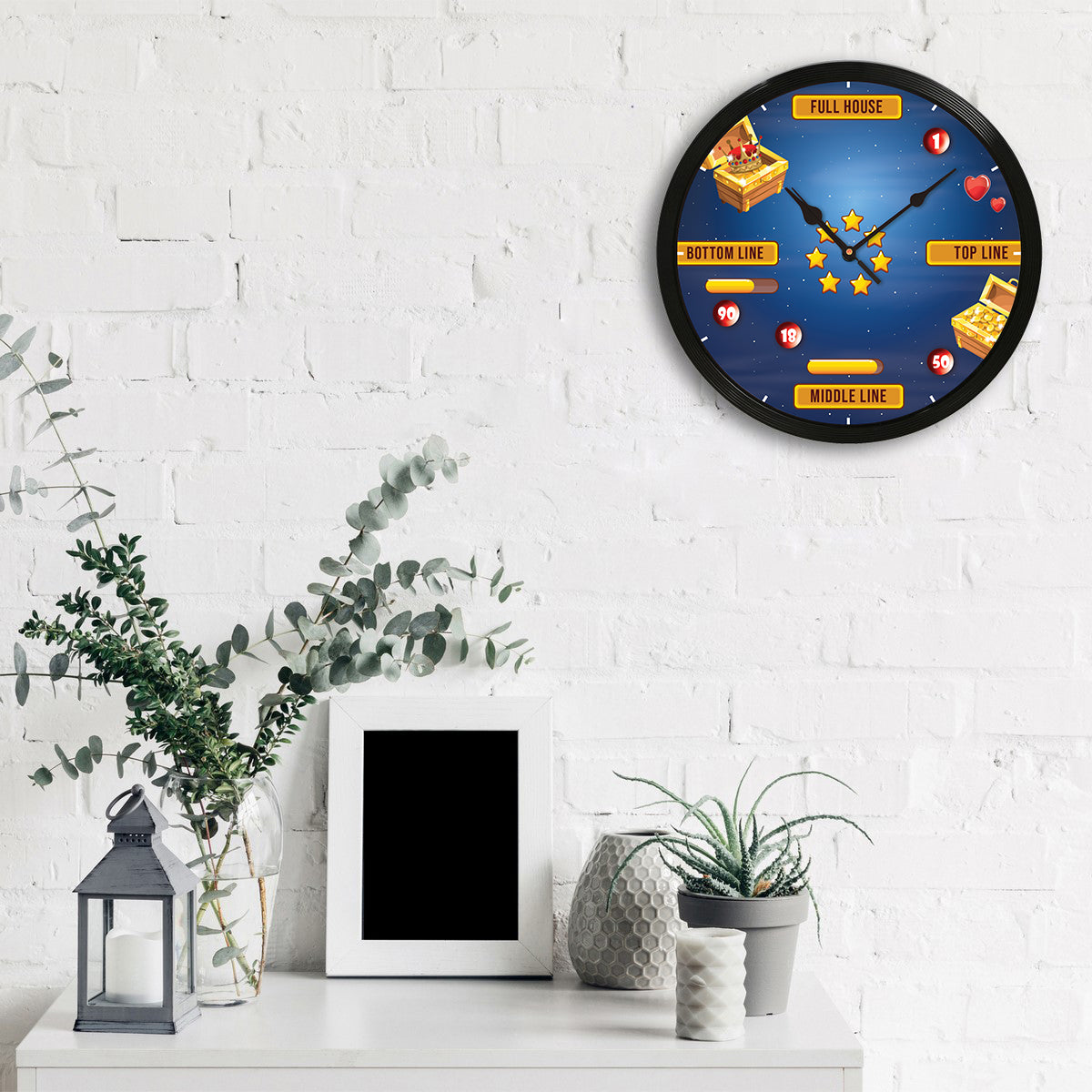 "Graphical Game" Designer Round Analog Black Wall Clock 2