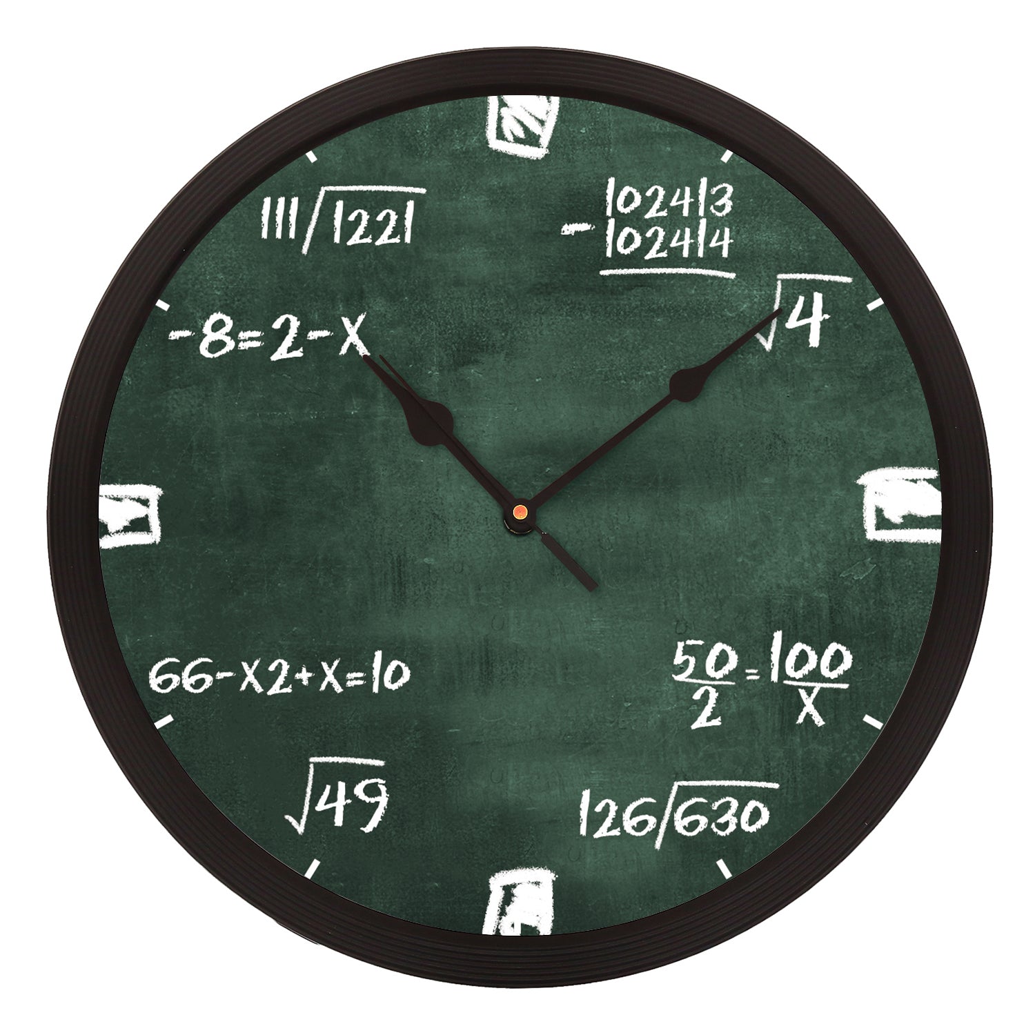 Black Plastic "Math Complex Equations" Designer Round Analog Wall Clock