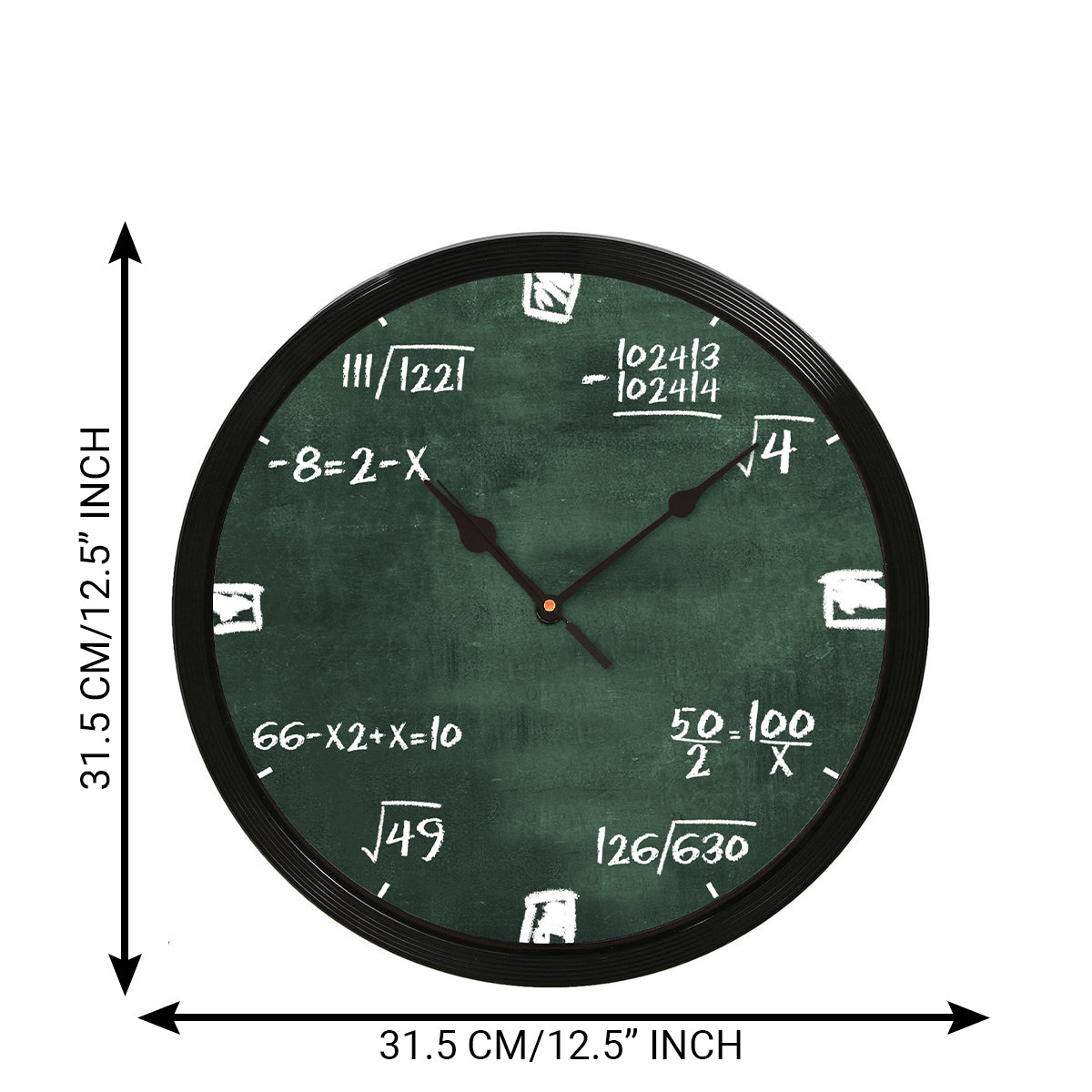 Black Plastic "Math Complex Equations" Designer Round Analog Wall Clock 3
