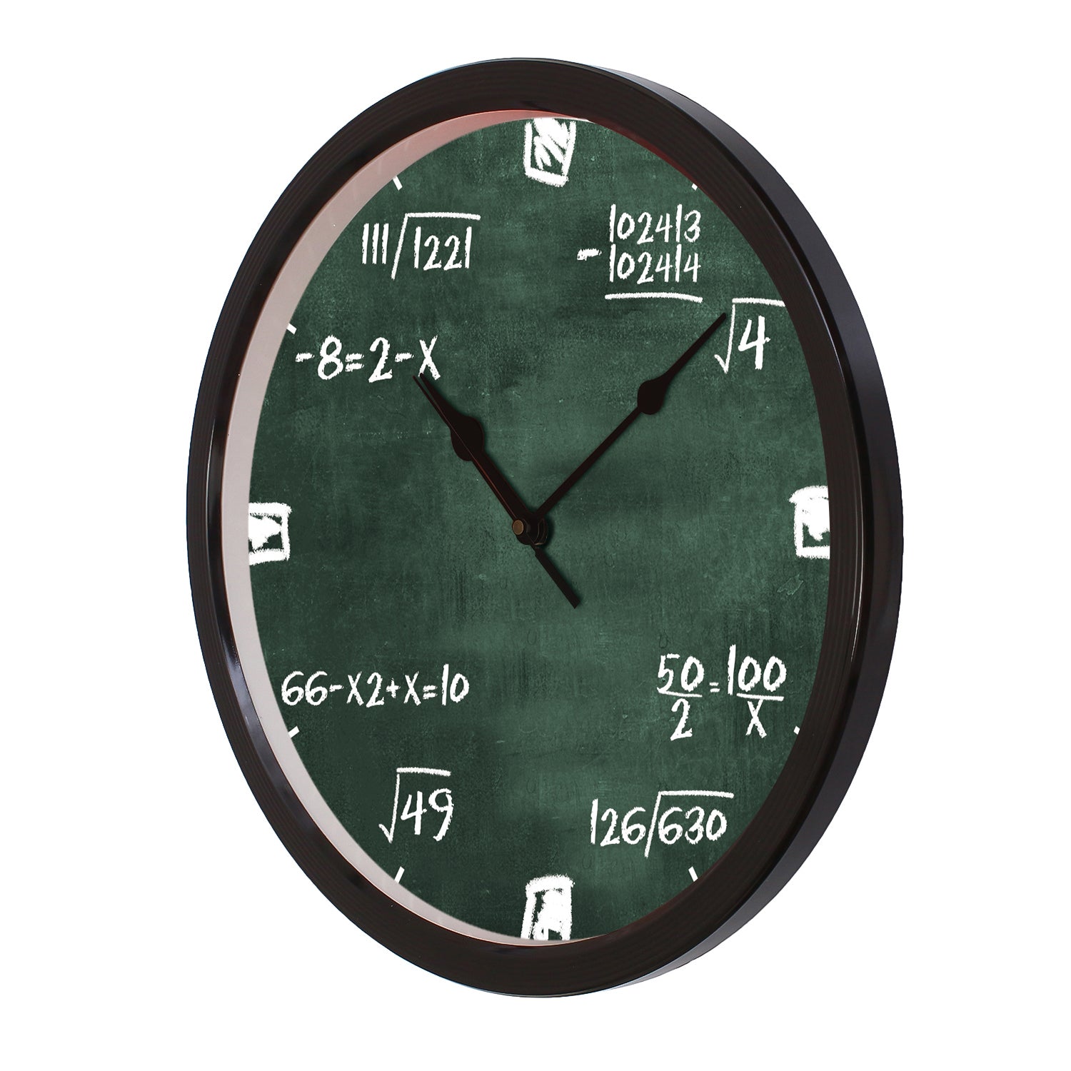 Black Plastic "Math Complex Equations" Designer Round Analog Wall Clock 4