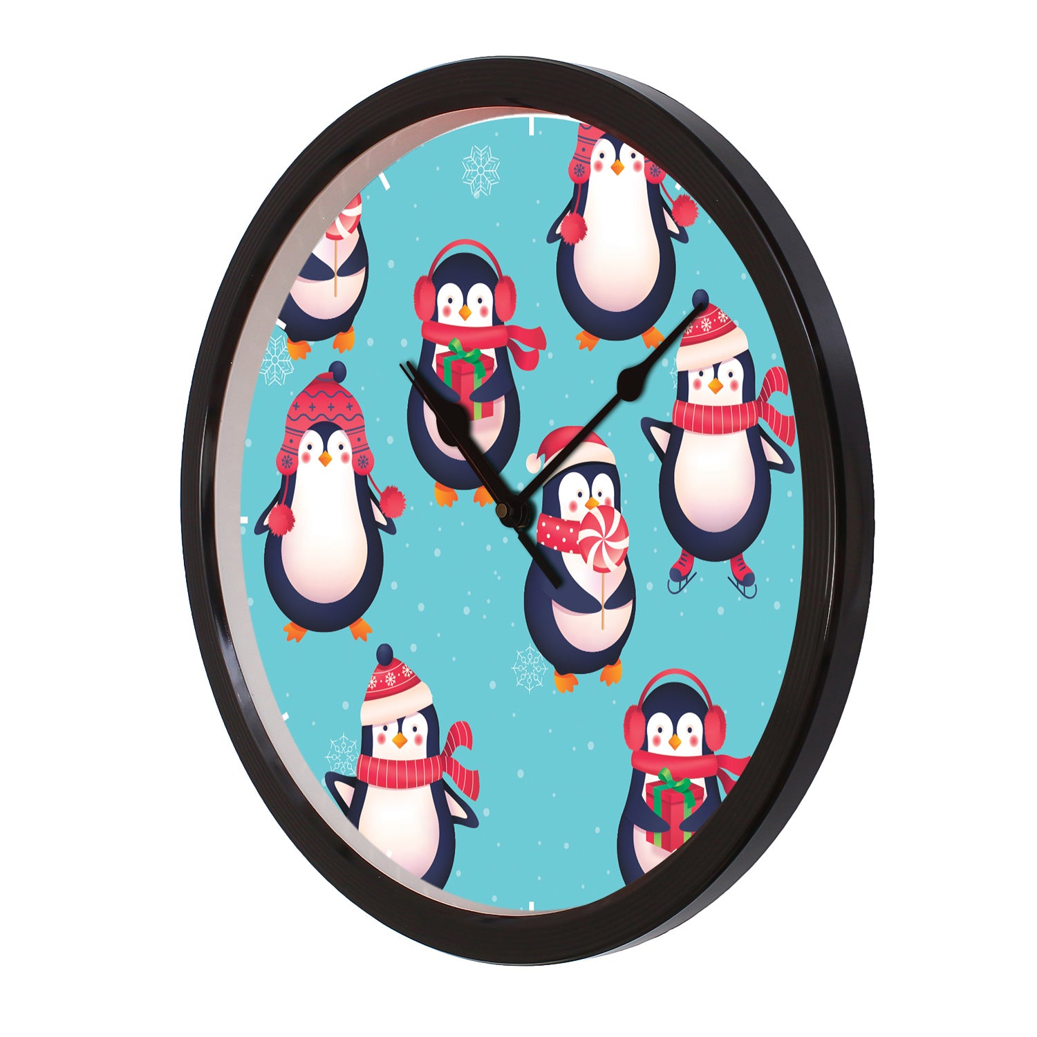 "Cute Penguins" Designer Round Shape Wall Clock 4