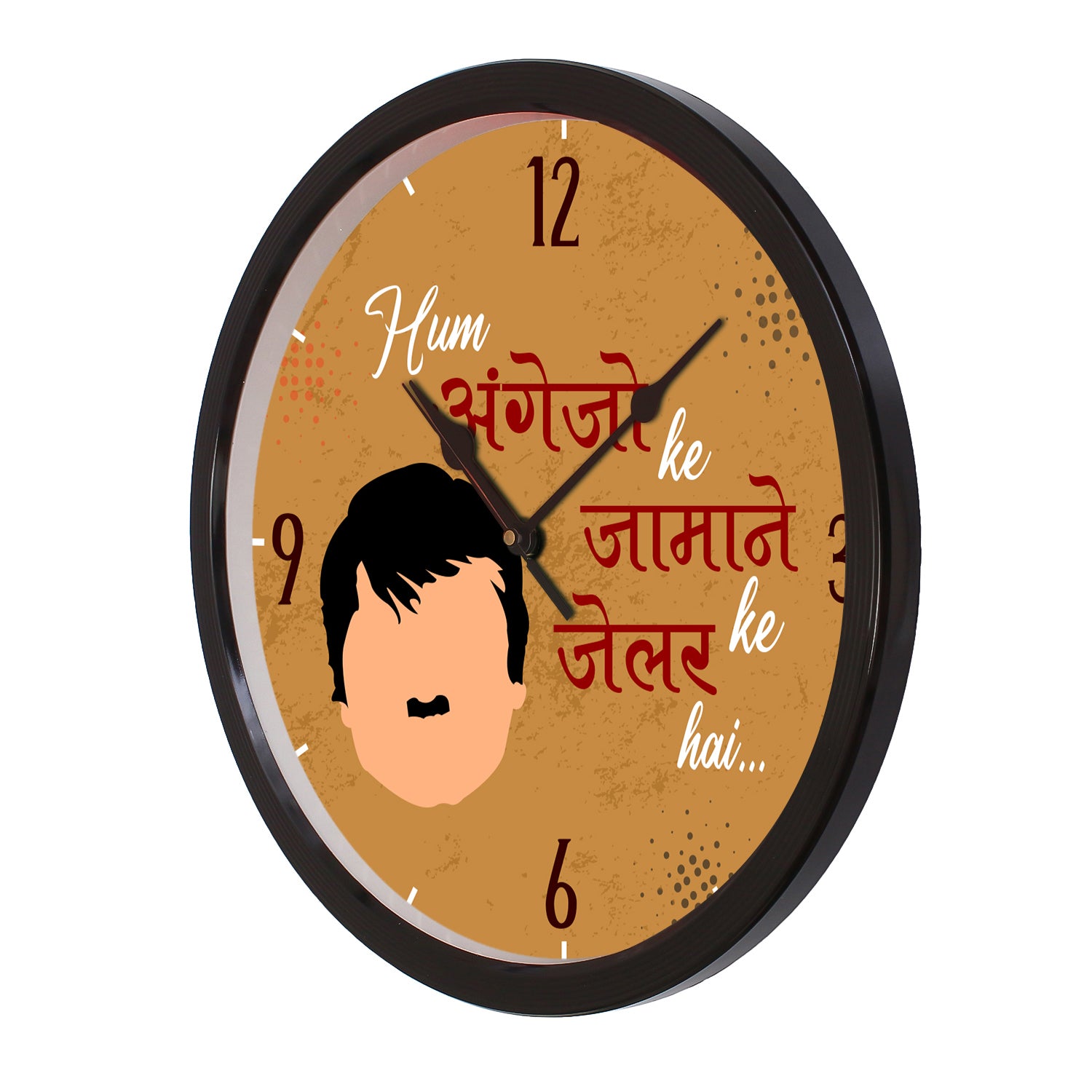 "Hum Angrezo K Jamane K Jelar Hai" Designer Round Analog Black Wall Clock 4