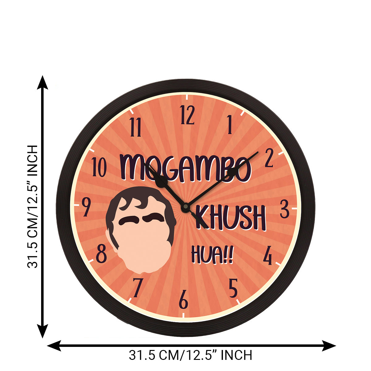 "Mogambo Khush Hua" Designer Round Analog Black Wall Clock 3