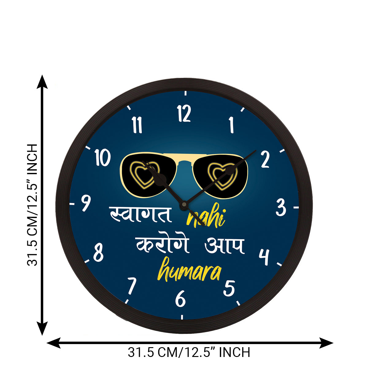 "Swagat Nahi Karoge Aap Hamara" Blue Designer Round Analog Black Wall Clock 3