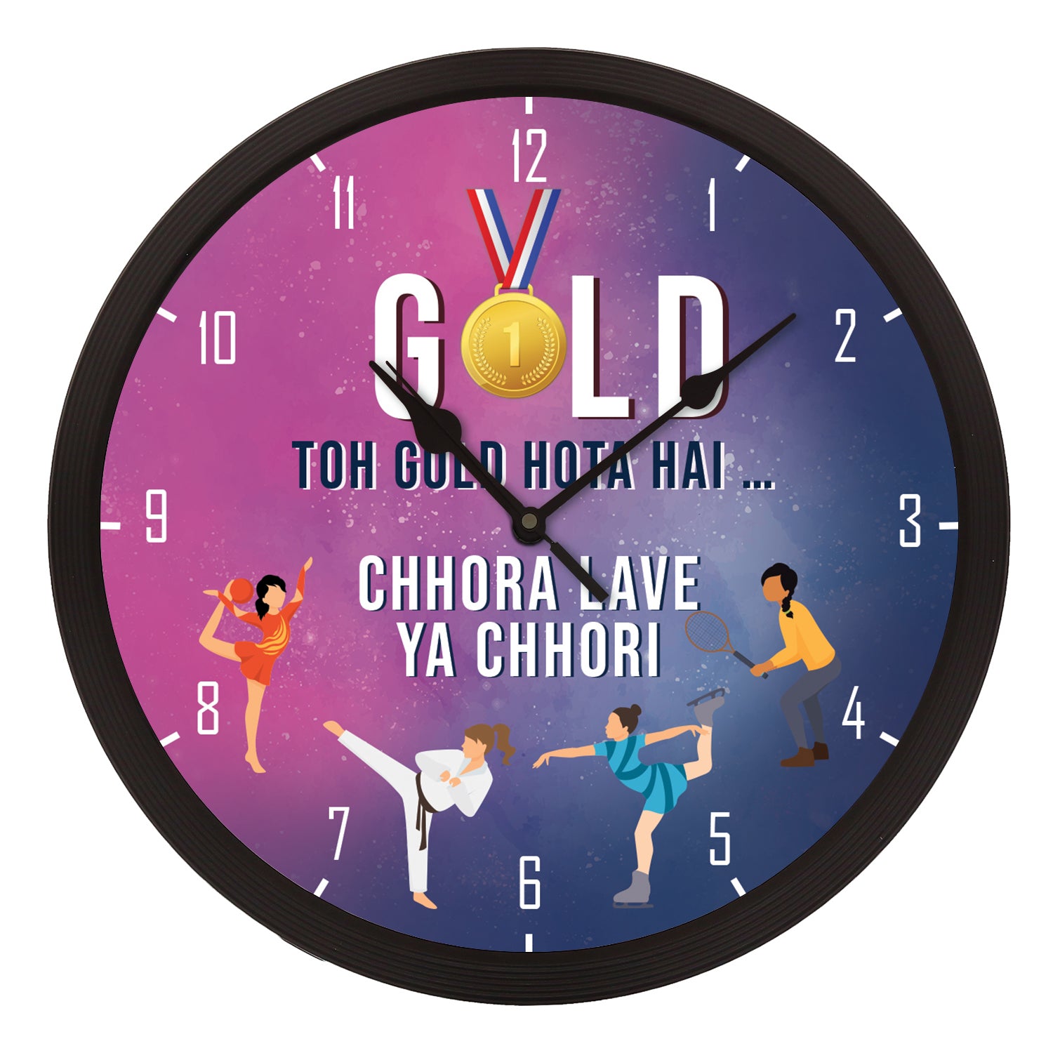 "Gold Toh Gold Hota Hai" Multicolor Designer Round Analog Black Wall Clock