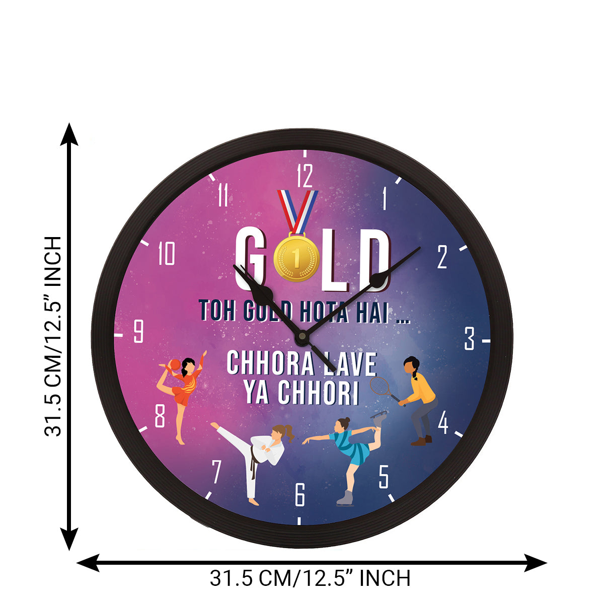 "Gold Toh Gold Hota Hai" Multicolor Designer Round Analog Black Wall Clock 3
