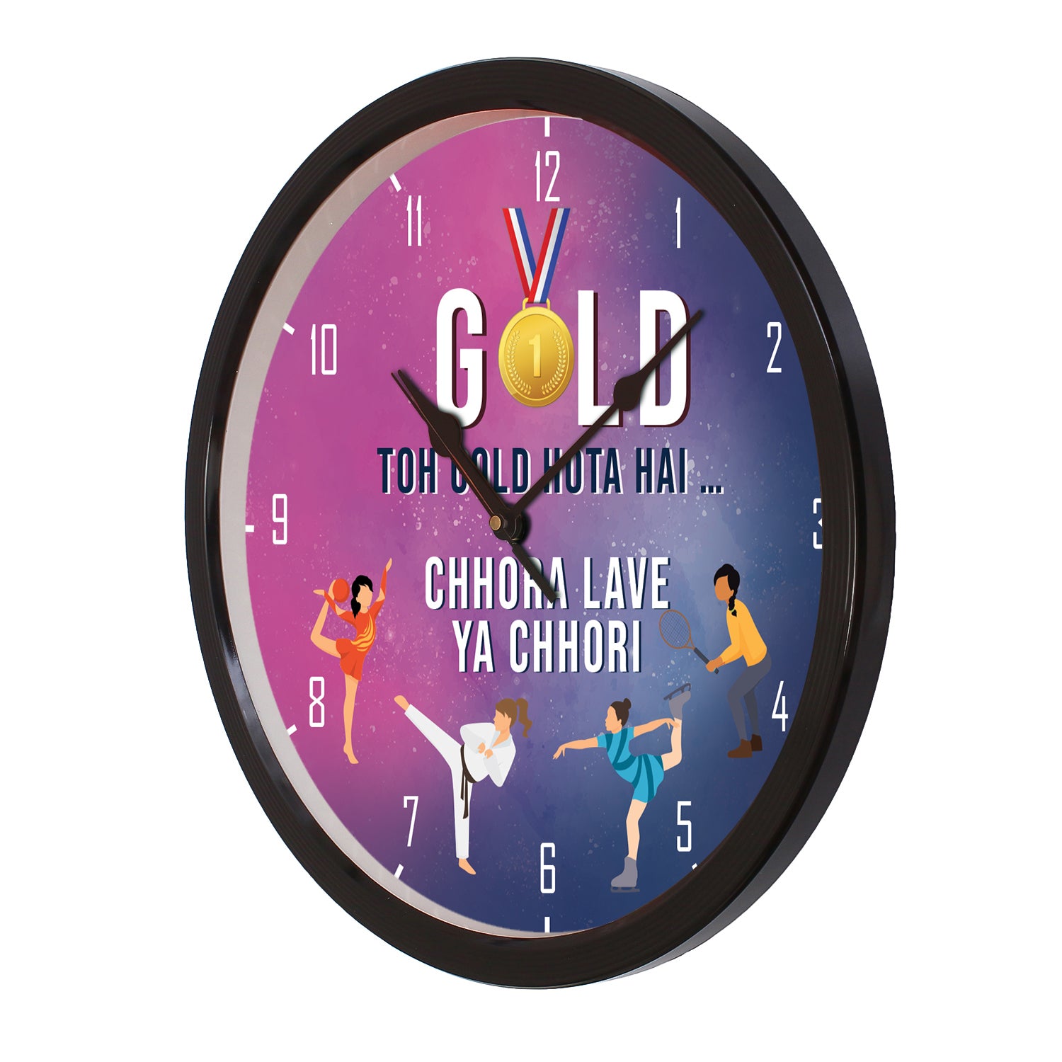 "Gold Toh Gold Hota Hai" Multicolor Designer Round Analog Black Wall Clock 4