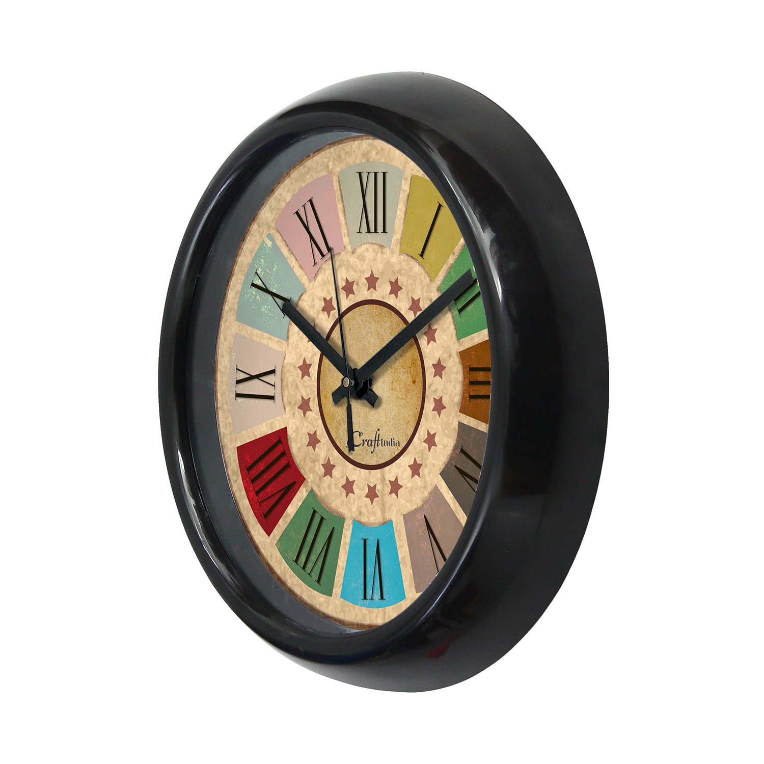 Rustic Multicolor Designer Round Analog Black Wall Clock 4