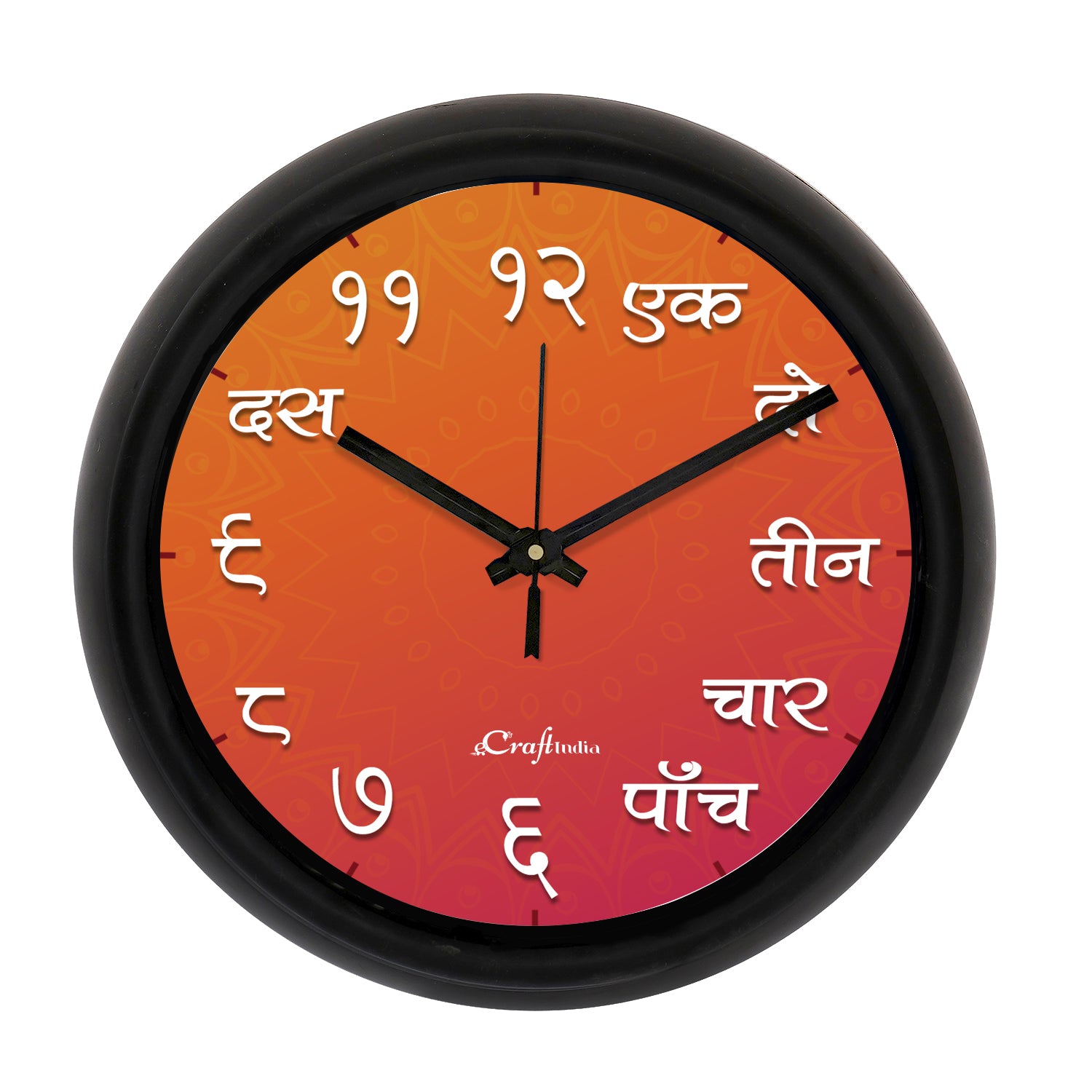 Hindi Font Numbers Round Shape Analog Designer Wall Clock
