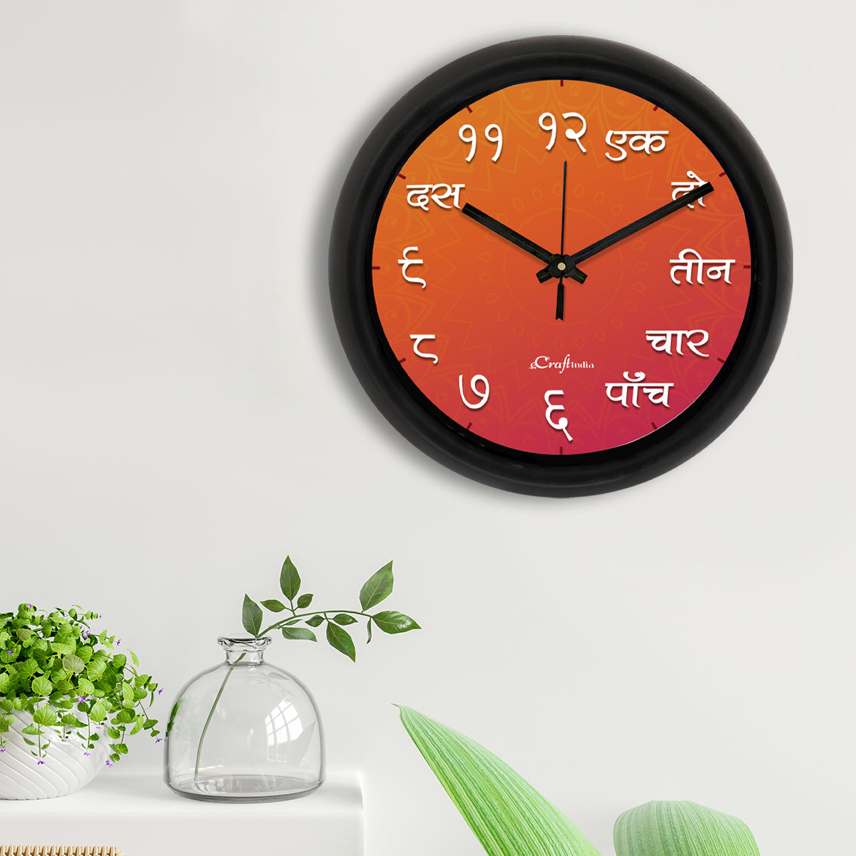 Hindi Font Numbers Round Shape Analog Designer Wall Clock 2