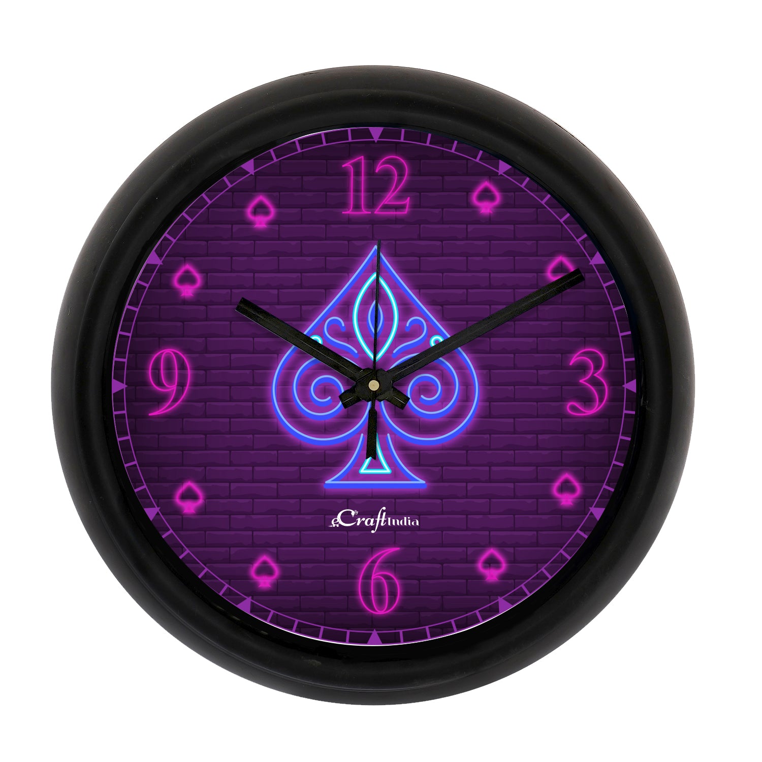 "Heart Playing Card" Designer Round Analog Black Wall Clock