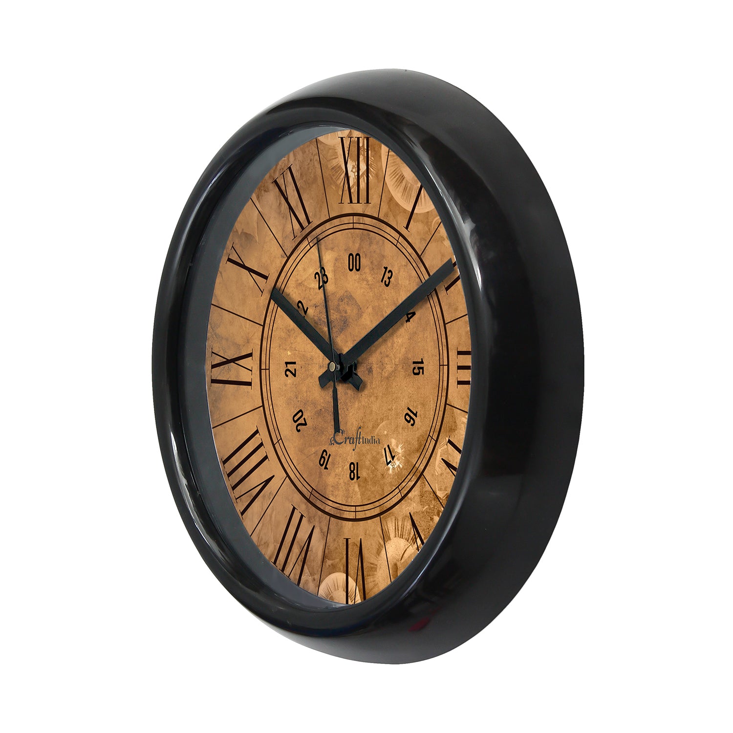 Brown Rustic TextureDesigner Round Analog Black Wall Clock 4
