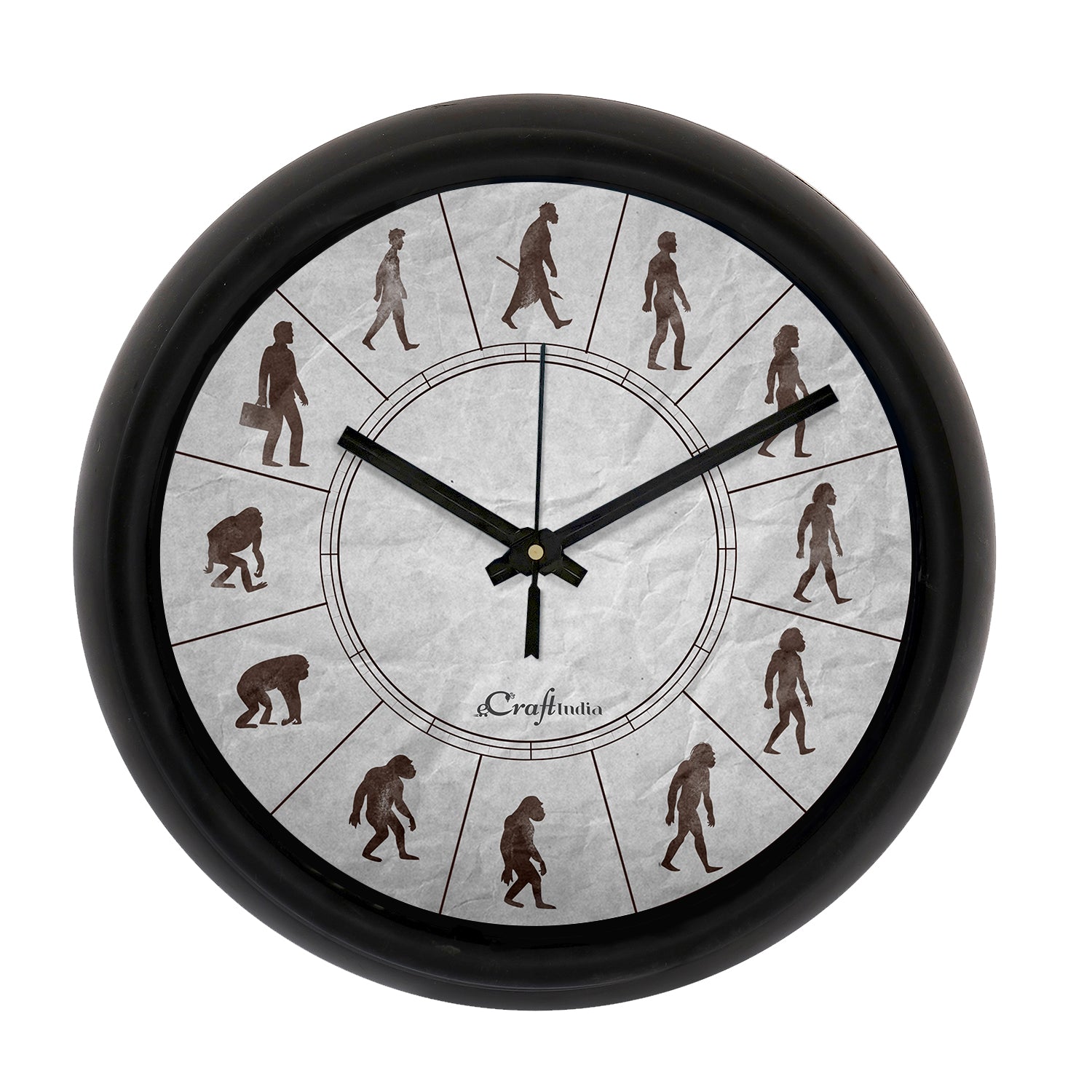 "Men Evolution" Designer Round Analog Black Wall Clock